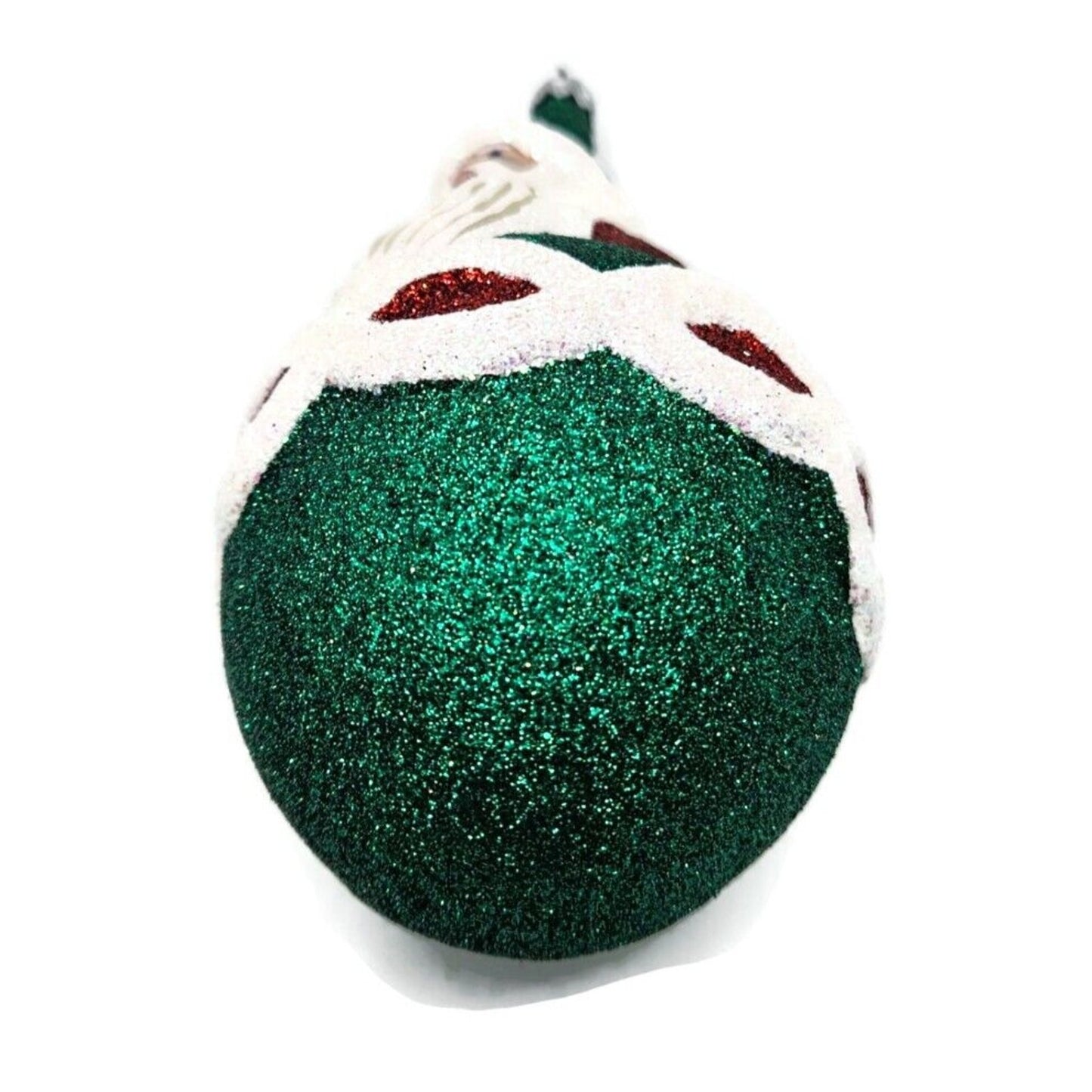 Ornament Patricia Breen Faberge Santa Green Red Glittered Christmas Tree Decor