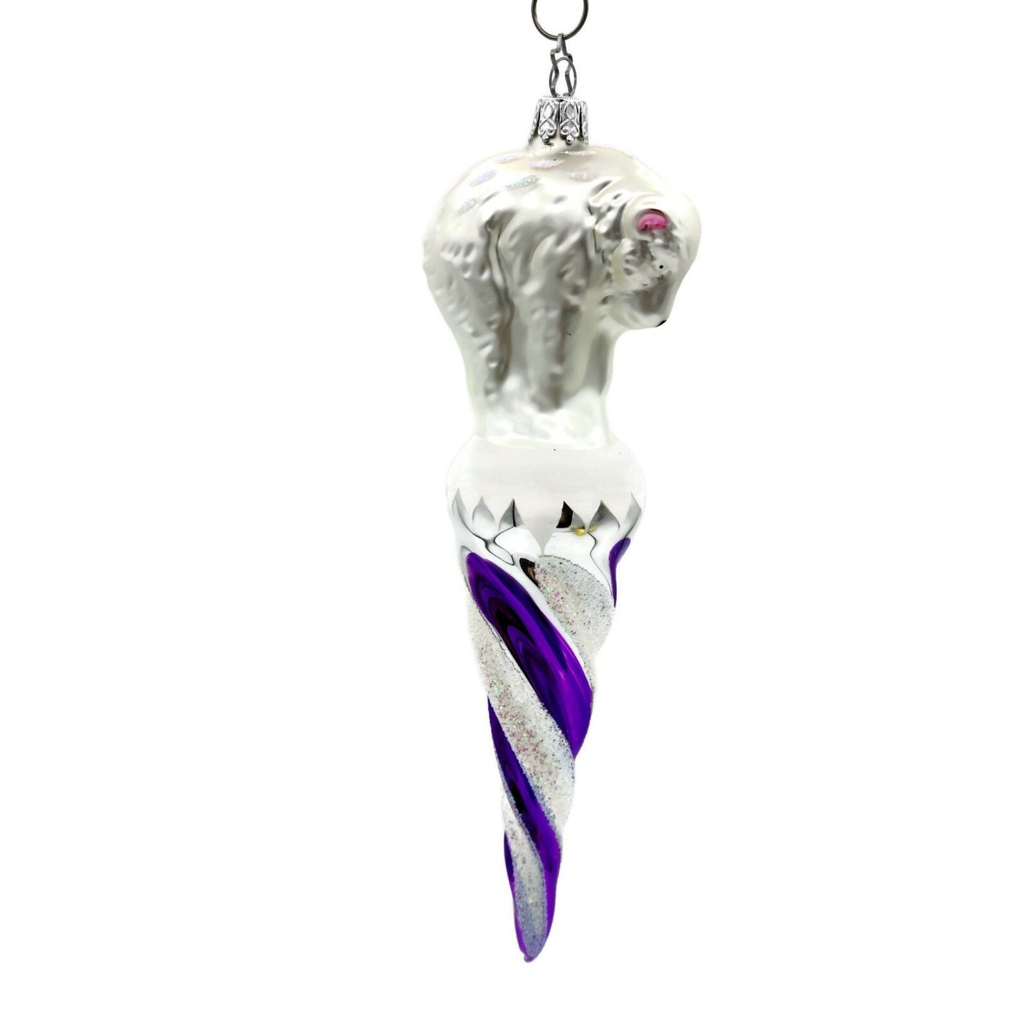 Inge Glass Ornament Polar Bear Icicle Old World Christmas Purple CATZ Exclusive