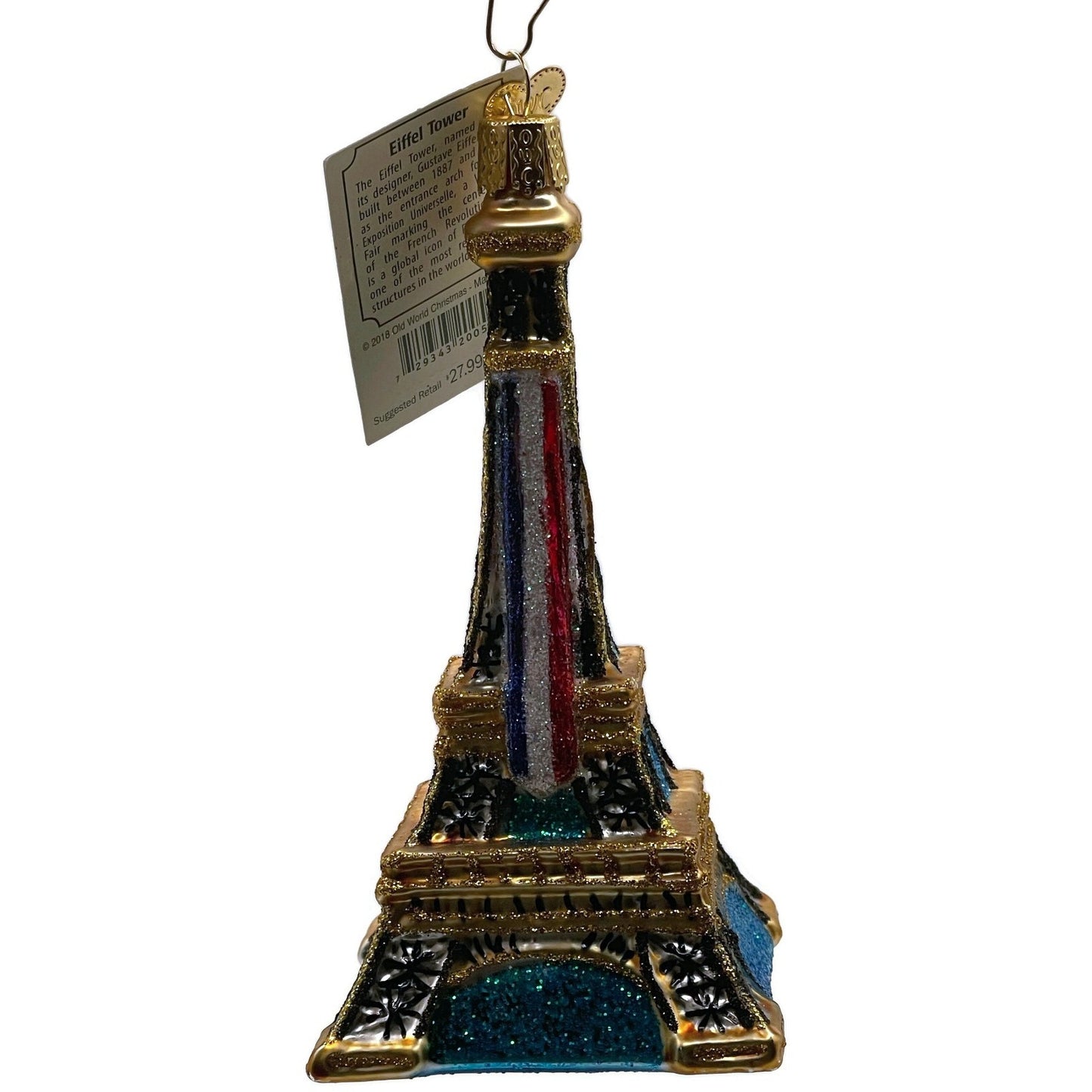 OWC Eiffel Tower Paris Ornament Glass Old World Christmas Holiday Tree Decor