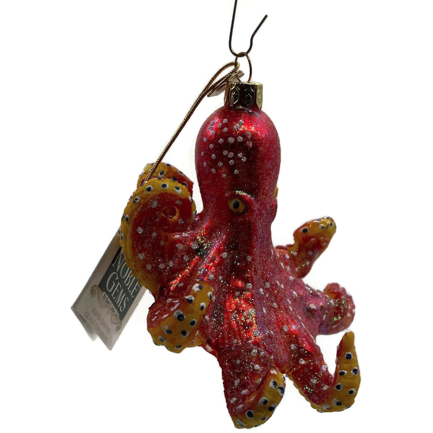 Octopus Nautical Ornament Red Glass Christmas Tree Kurt Adler Noble Gems
