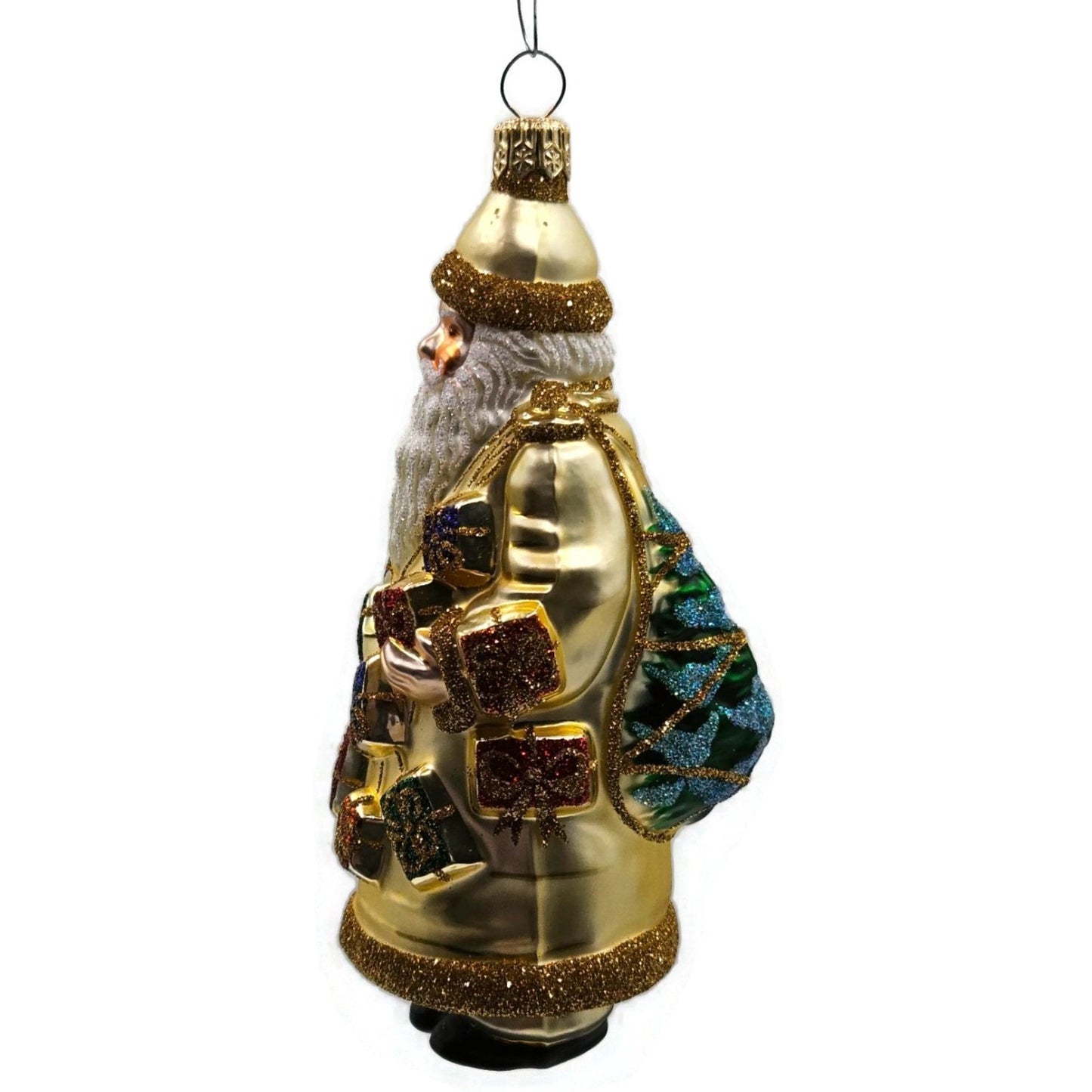 Patricia Breen Portobello Road Santa Claus Gold Presents Christmas Tree Ornament