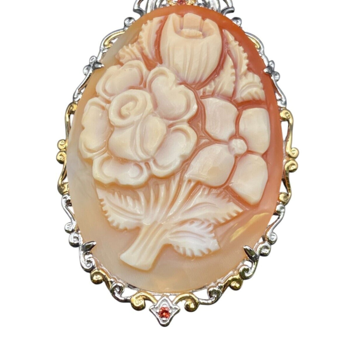 Gems En Vogue II Jewelry Set Italian Shell Cameo Flower Necklace Earrings Ring