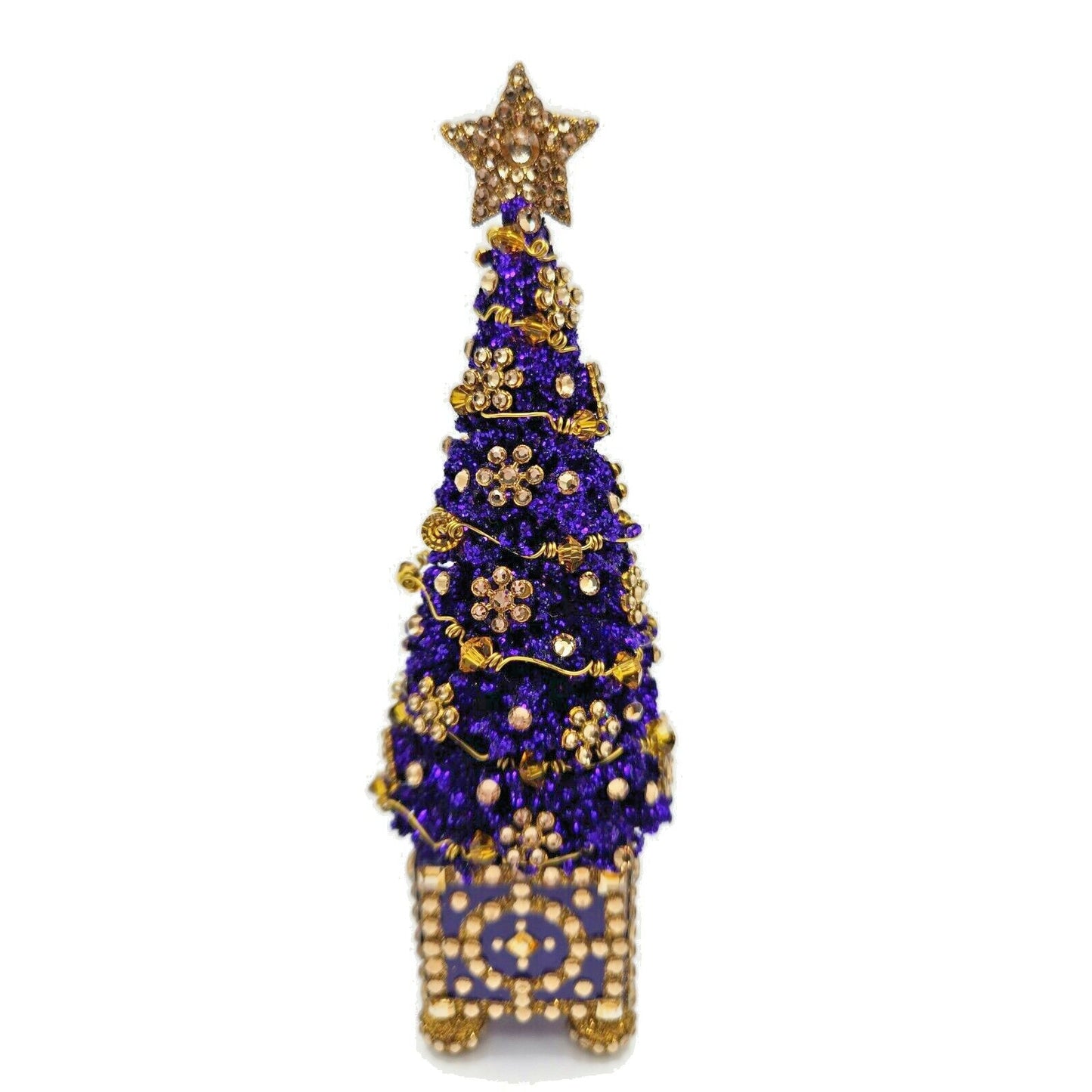 Patricia Breen Arbre de Noël Purple Gold Jeweled Christmas Holiday Tree Ornament