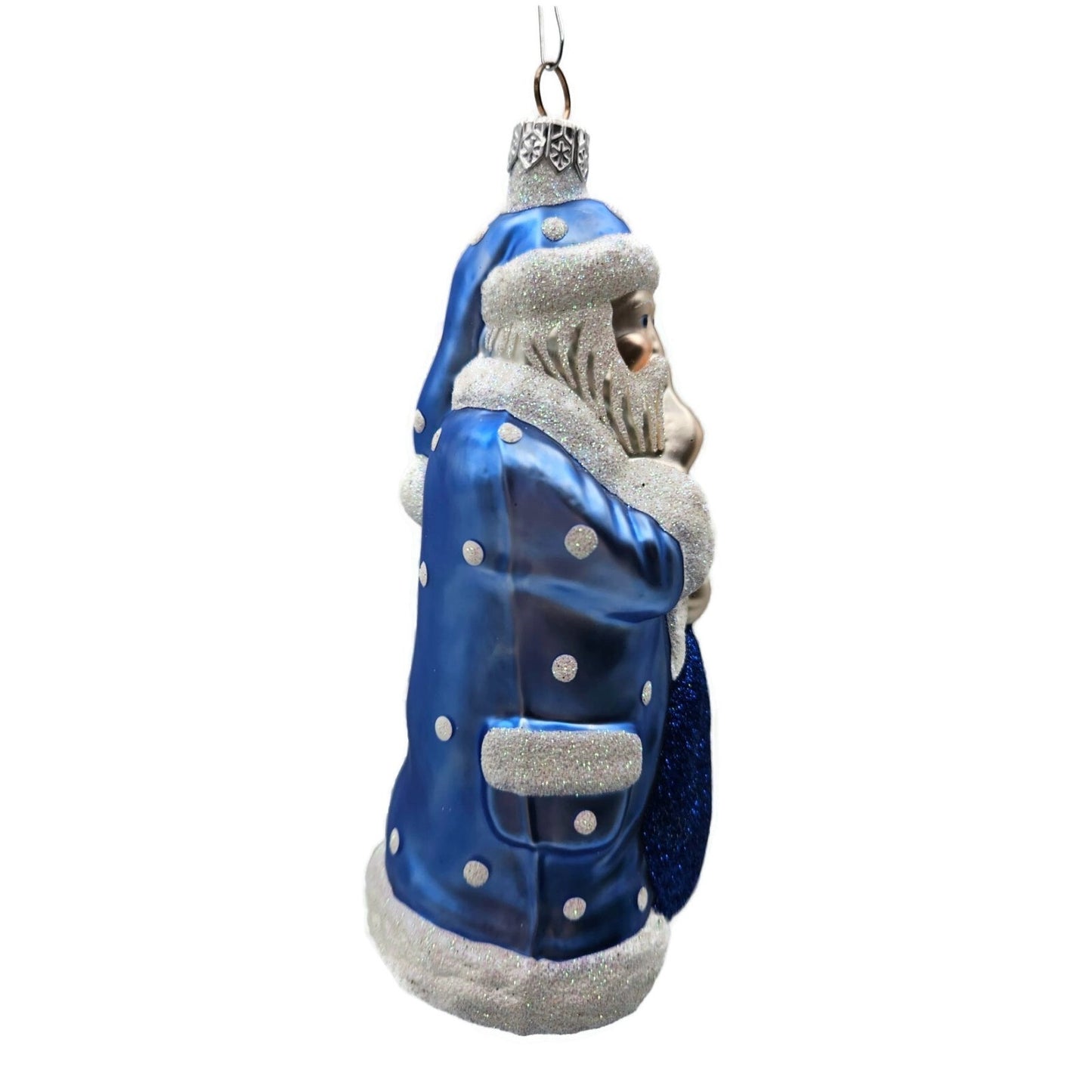 Ornament Patricia Breen Shhhh Santa Claus Blue Pearl Dots Christmas Holiday Tree