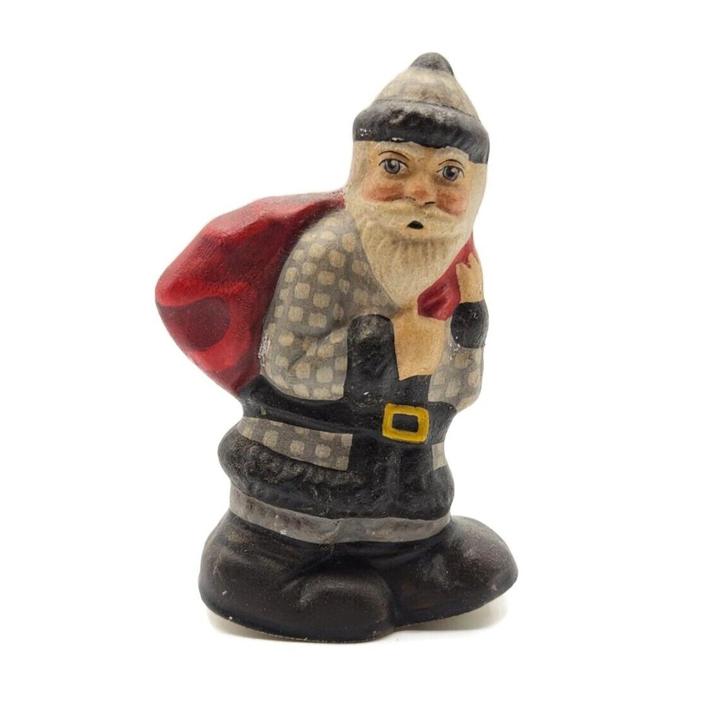 Vaillancourt Grey Father Christmas Rocker Chalkware Folk Art Holiday Figurine