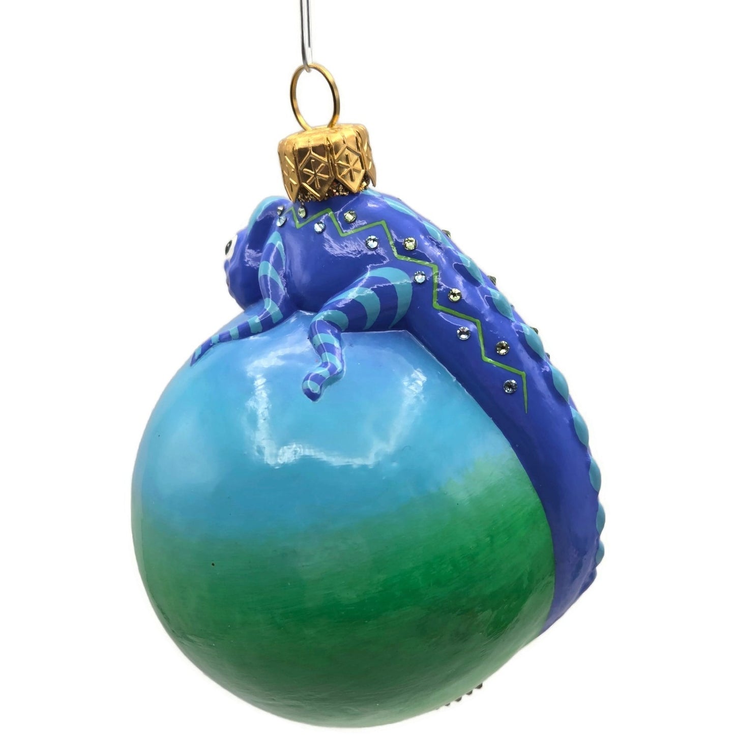Patricia Breen Happy Holidays Hamish Shades Peacock Chameleon Christmas Ornament