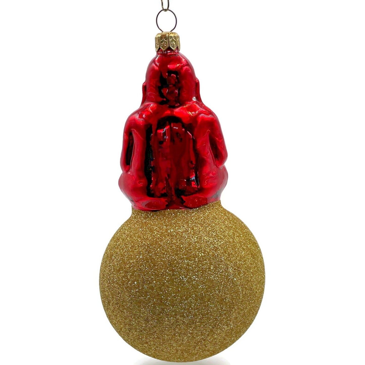 Patricia Breen Ornament Buddha On Ball Red Gold Glittered Ball Christmas Tree