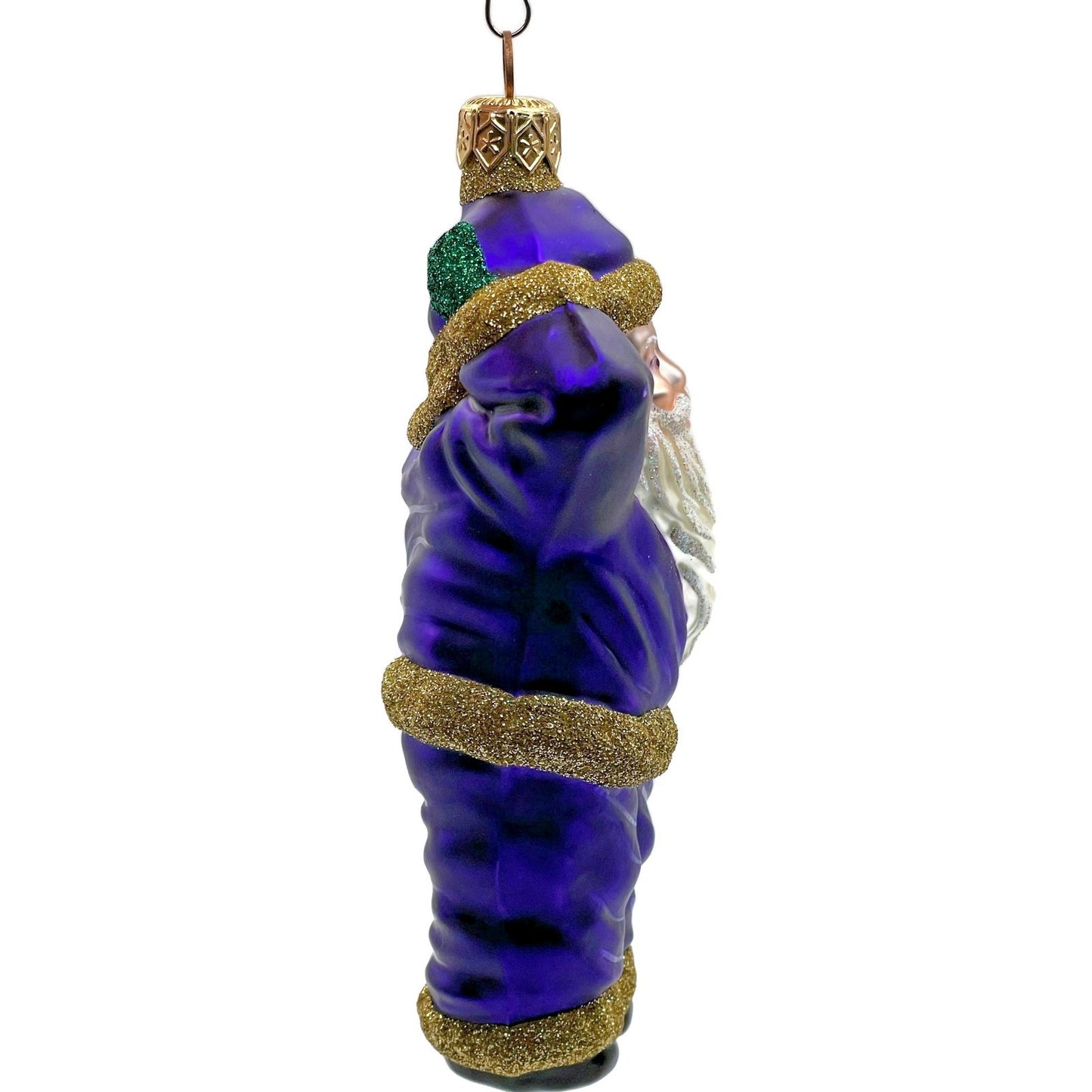 Patricia Breen Hold Onto Your Hat Purple Santa Claus Christmas Tree Ornament