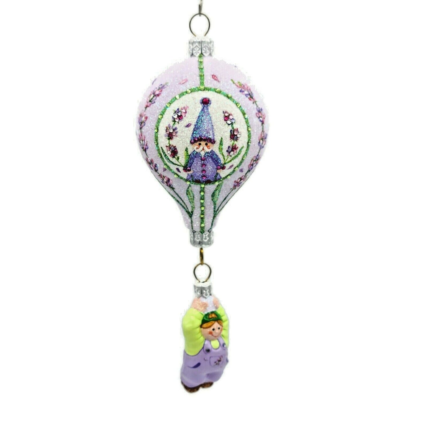 Patricia Breen Miniature Balloon Boy Lavender Floral Christmas Holiday Ornament