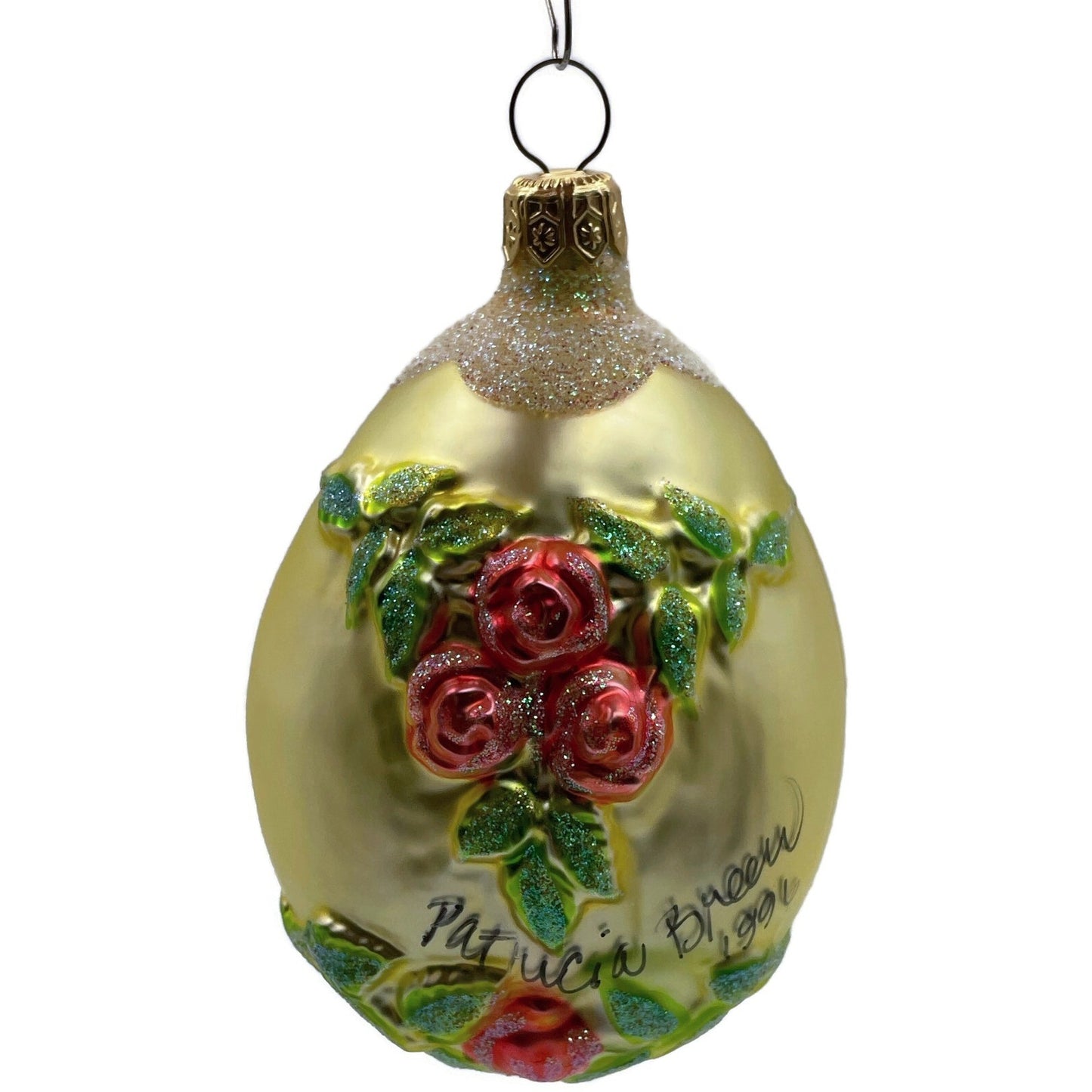 Patricia Breen Aleksandras Egg Flowers Yellow Easter Christmas Signed Ornament