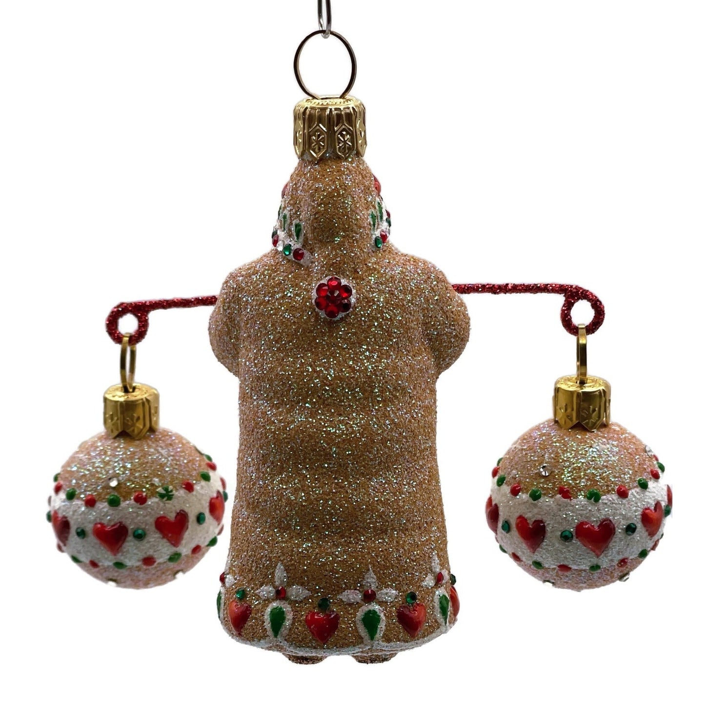 Patricia Breen Balance Gingerbread Green Glitter Mitten Heart Christmas Ornament