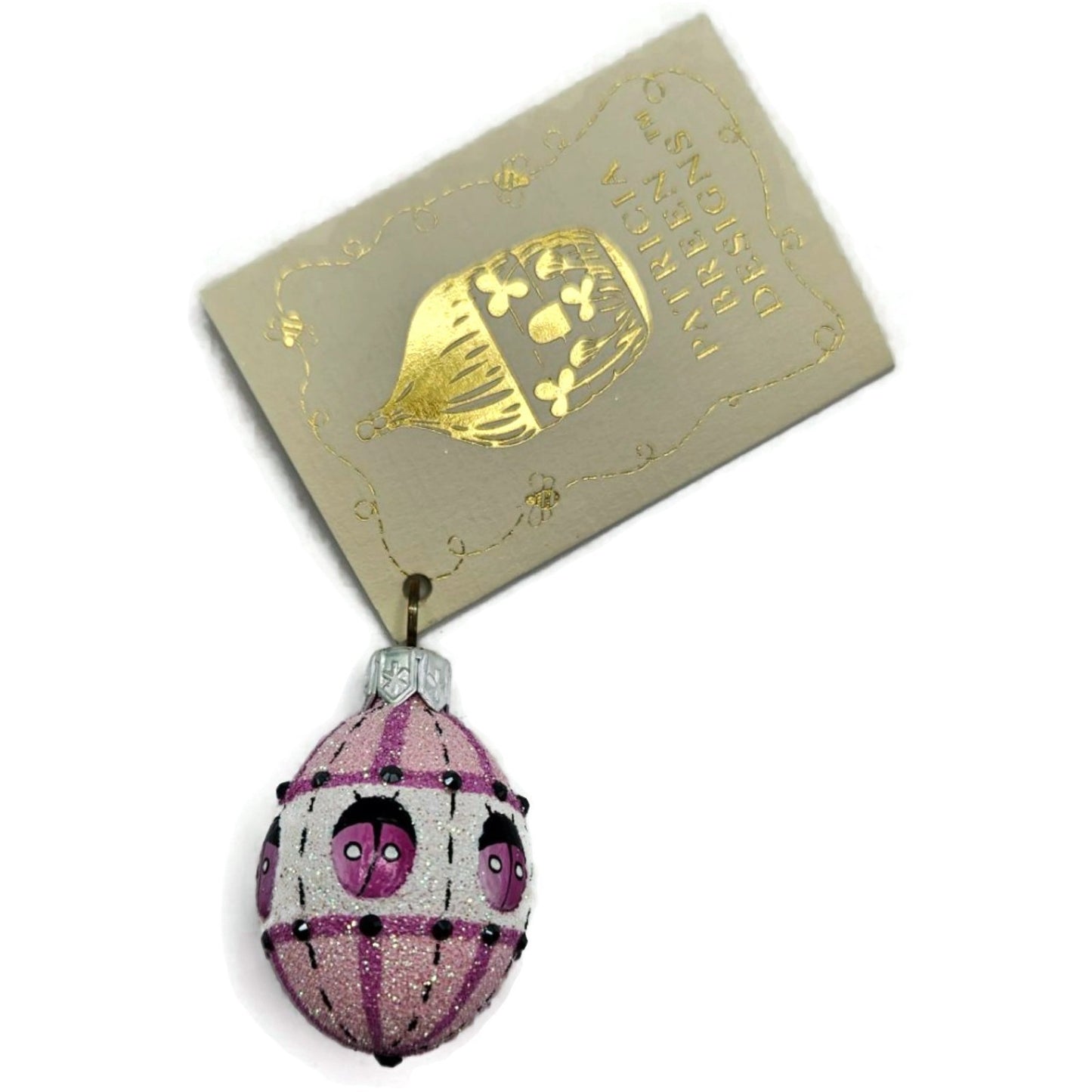 Patricia Breen Miniature Egg Surprise Ladybug Pink Easter Christmas Ornament