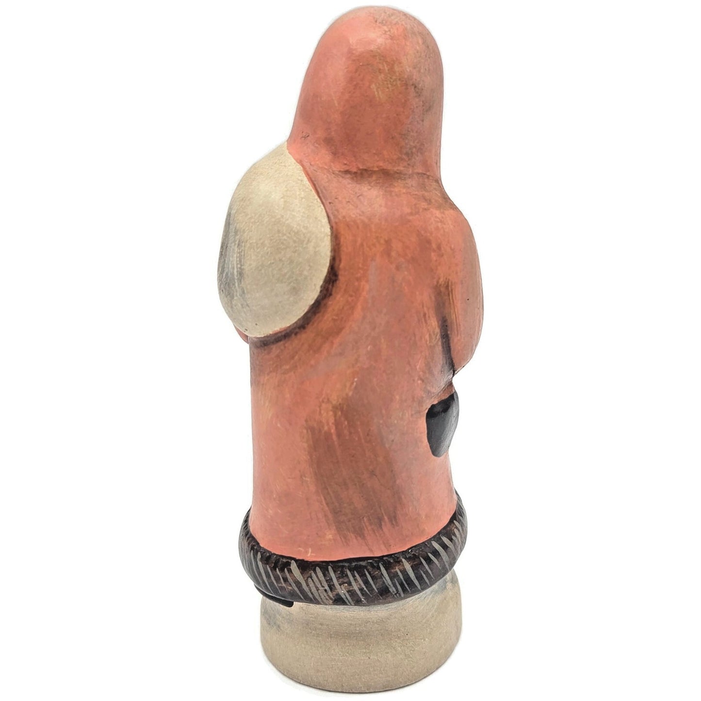 Vaillancourt Hunched Apricot Father Christmas Chalkware Folk Art Signed Figurine