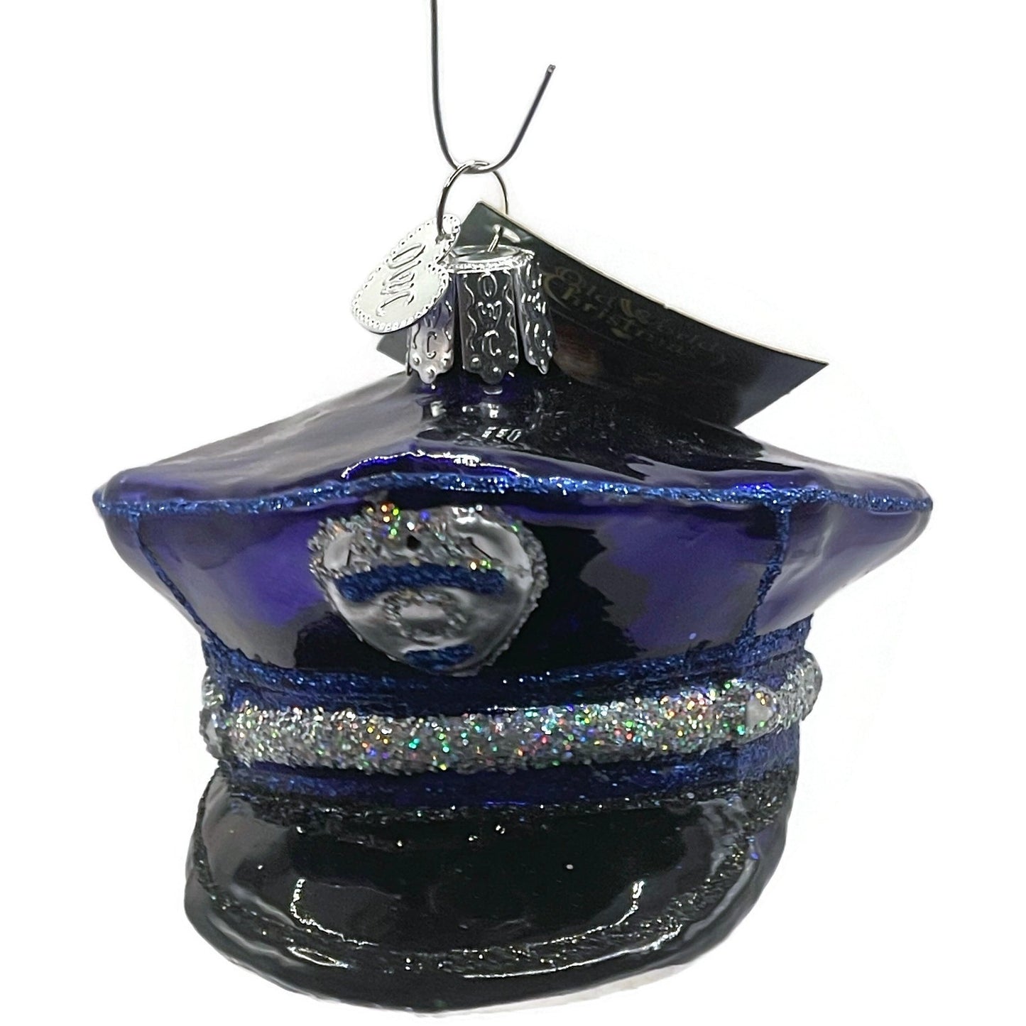 OWC Police Officers Cap Uniform Ornament Blue Old World Christmas Holiday Tree