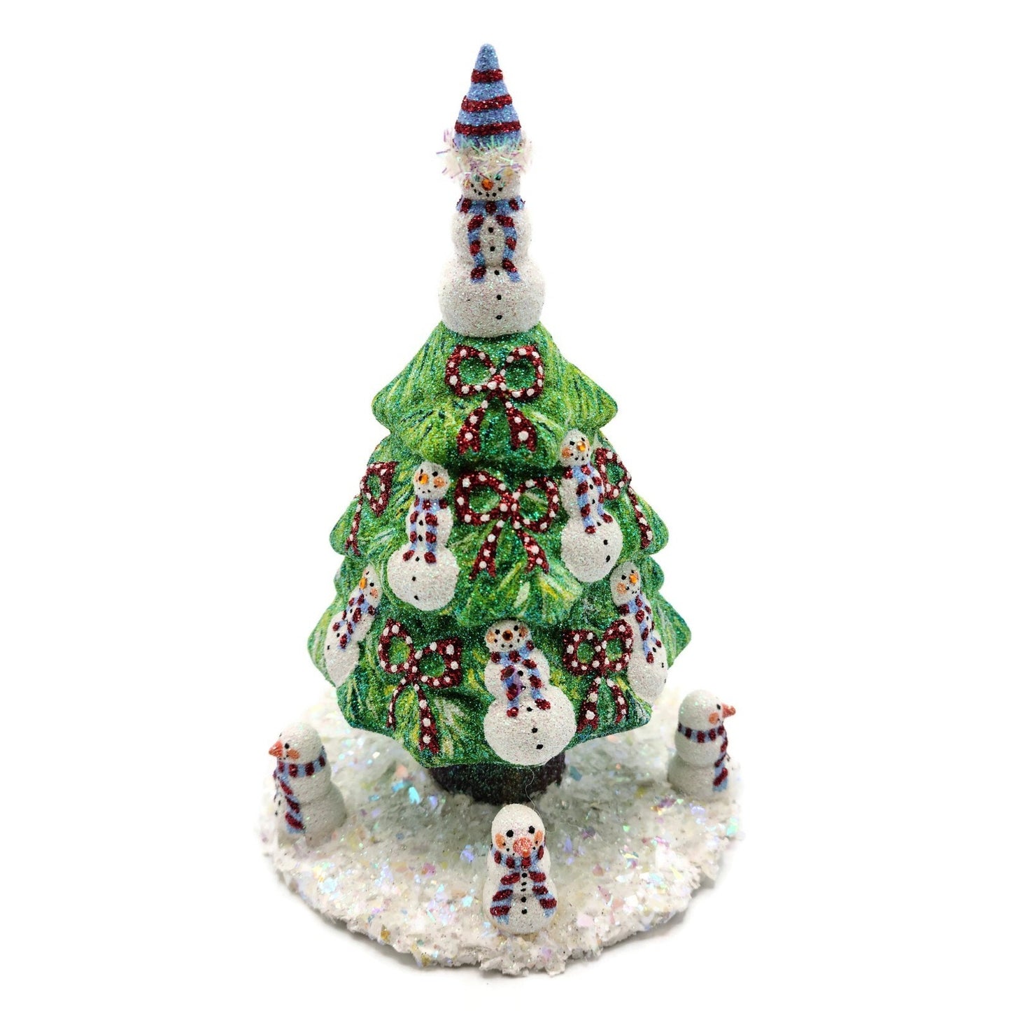 Patricia Breen Snowman Topiary Blue Red Stripe Free Standing Christmas Ornament