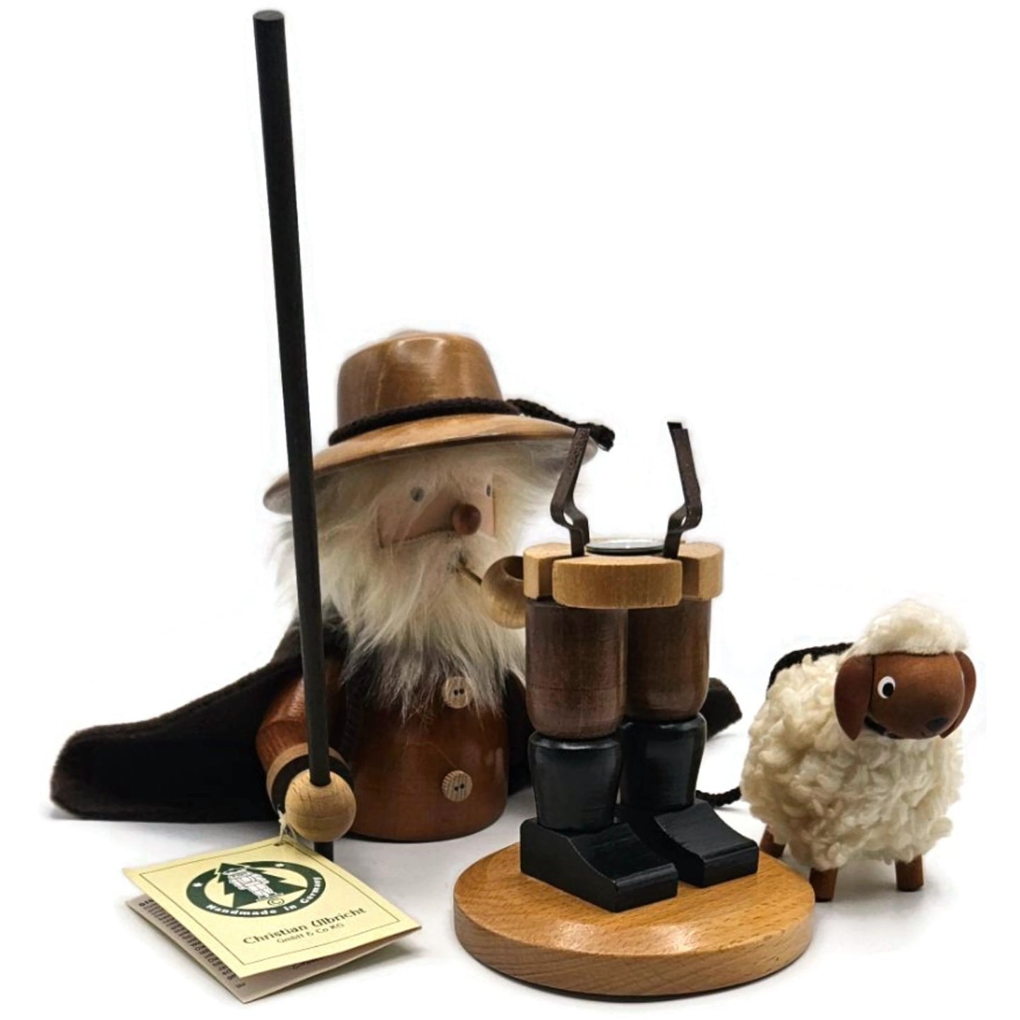 Christian Ulbricht Natural Shepherd Santa Smoker Incense Burner Christmas Decor