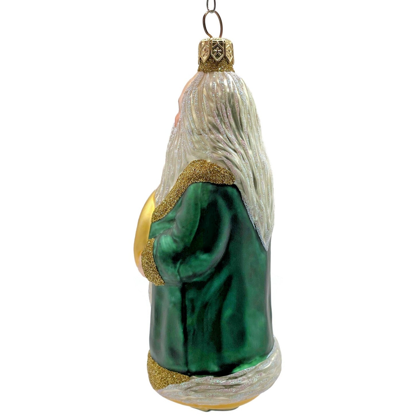Patricia Breen Round Midnight Green Santa Claus Father Time Christmas Ornament