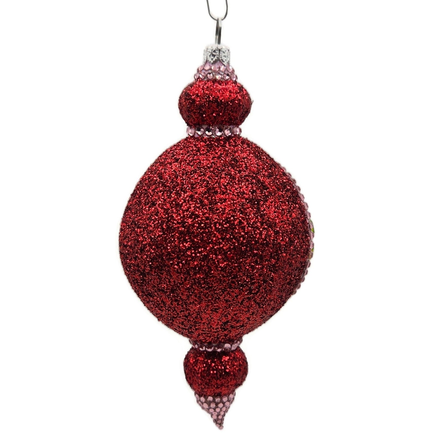 Patricia Breen Le Fleuron Poinsettia Chameleon Red Glittered Christmas Ornament