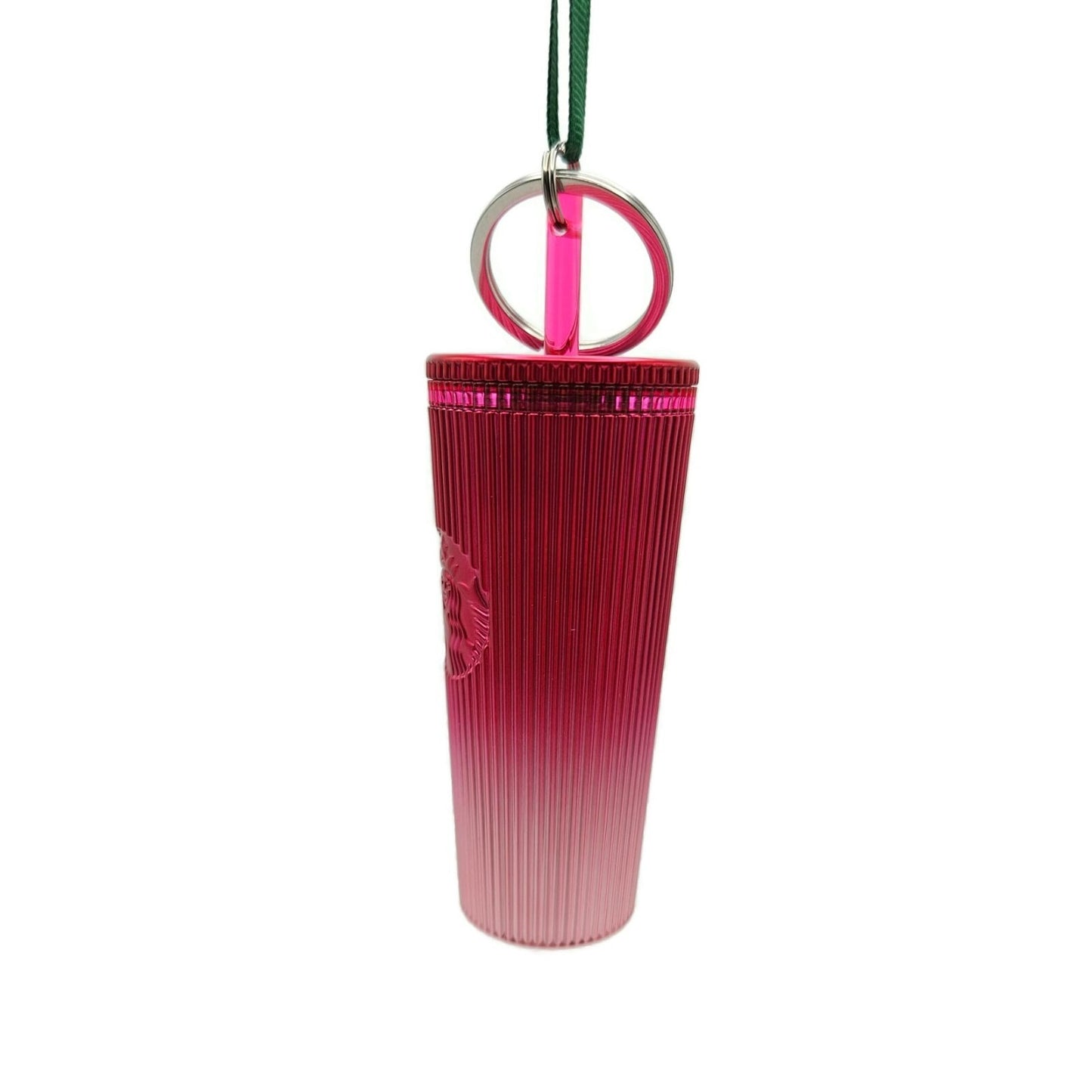 Starbucks Key Chain Ornament Ribbed Cold Cup Tumbler Ornament Pink Christmas