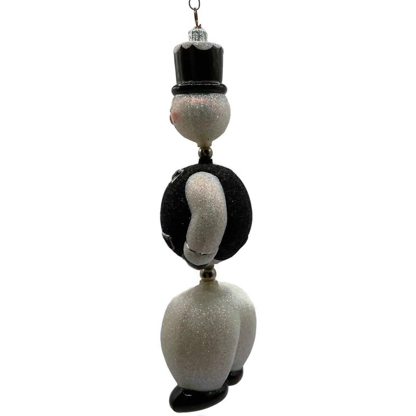 Patricia Breen Kinetic Snowman Black Hat Pearl Christmas Tree Ornament