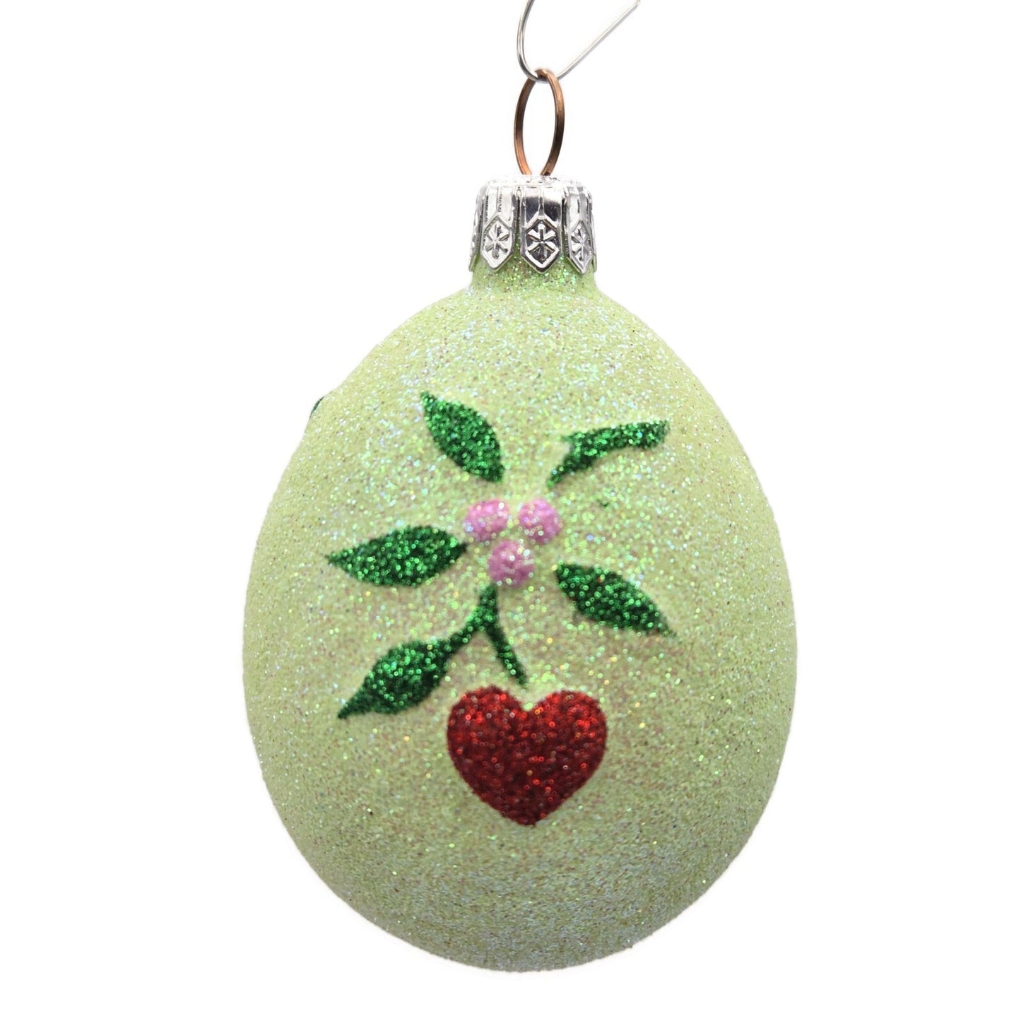 Patricia Breen Mistletoe Egg Light Green Heart Christmas Holiday Tree Ornament
