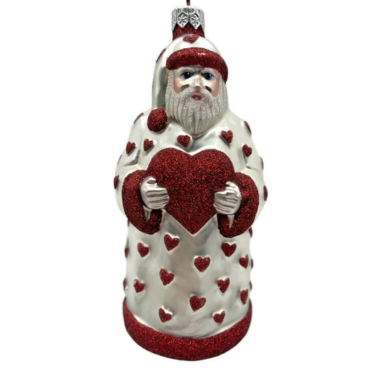 Ornament Patricia Breen I Love You Santa Red Hearts Pearl Valentines Christmas