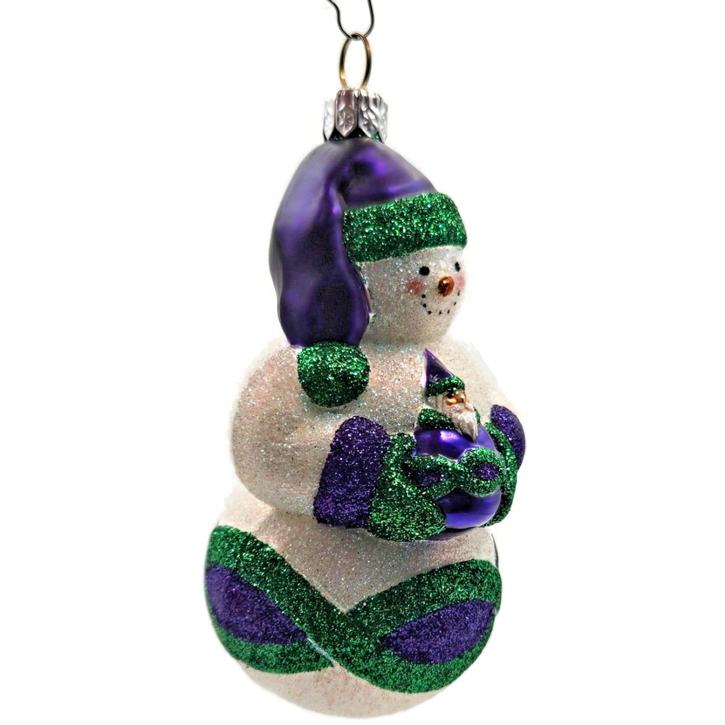 Patricia Breen Faberge Snowman Purple Green Winter Christmas Tree Ornament