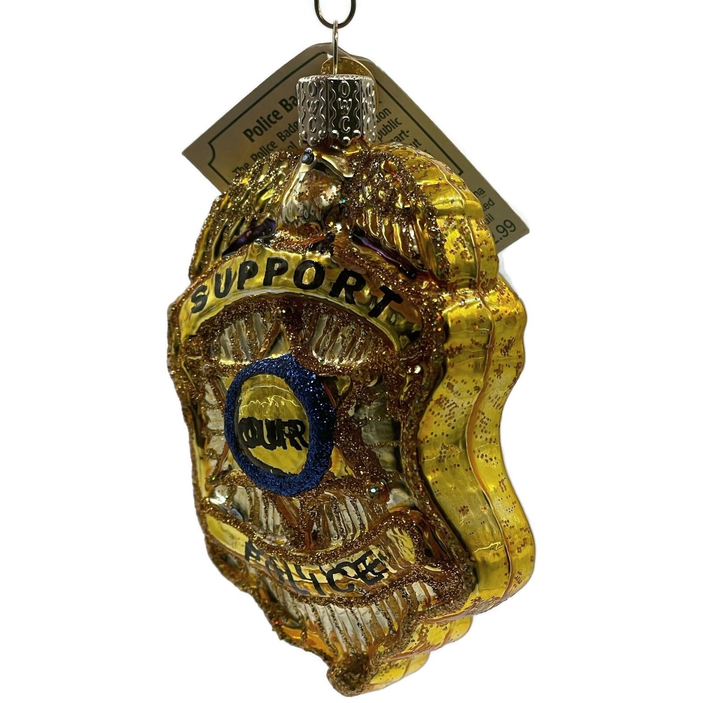 Ornament Police Badge Old World Christmas God Bless America Christmas Tree OWC
