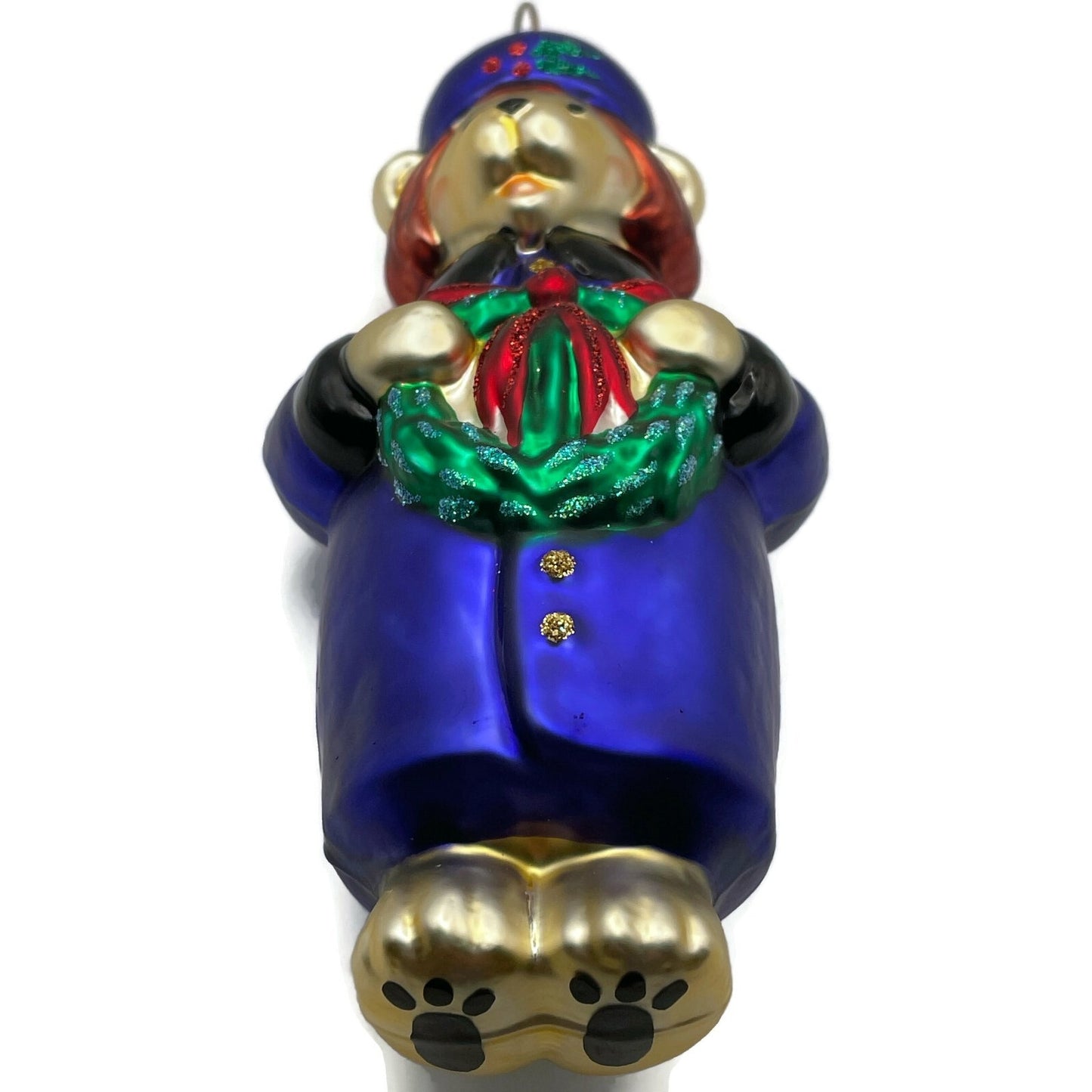 Patricia Breen Mama Bear Blue Holly Wreath Christmas Holiday Tree Ornament