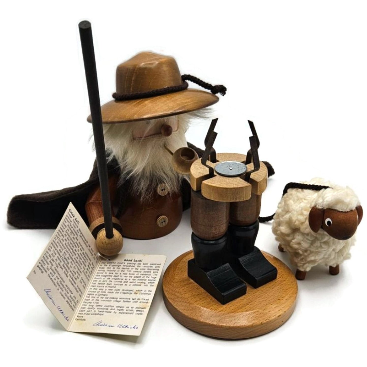 Christian Ulbricht Natural Shepherd Santa Smoker Incense Burner Christmas Decor