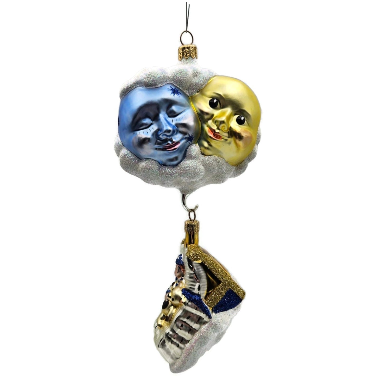 Patricia Breen Sweet Dreams Pearl Bed Gold Trim Moon Sun Christmas Tree Ornament