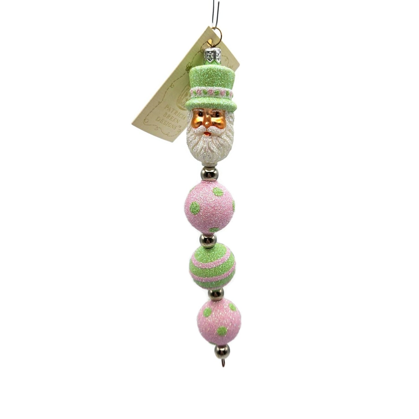 Patricia Breen Kinetic Icicle Easter Green Pink Santa Claus Christmas Ornament