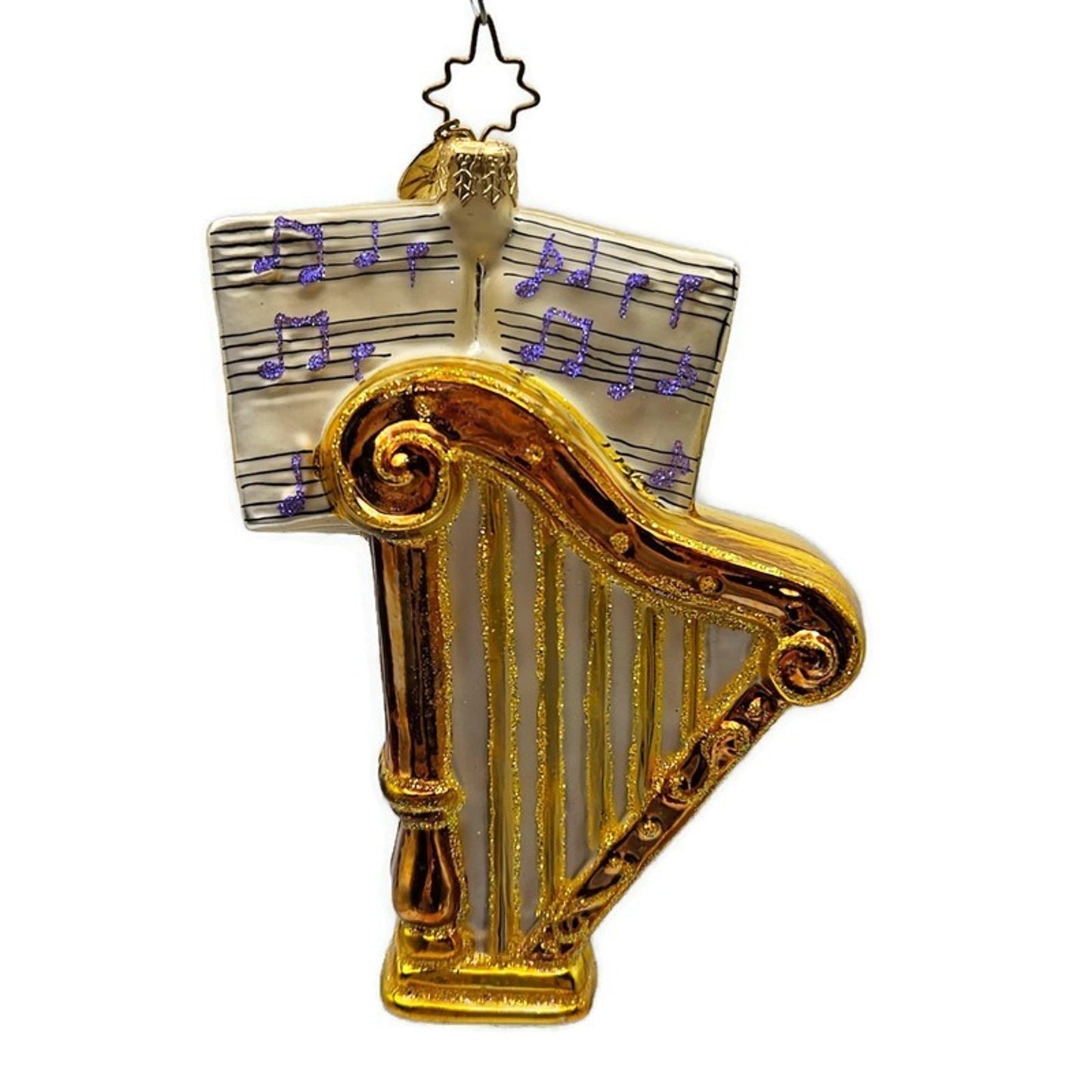 Christopher Radko Sounding Joy Harp Blown Glass Christmas Holiday Tree Ornament