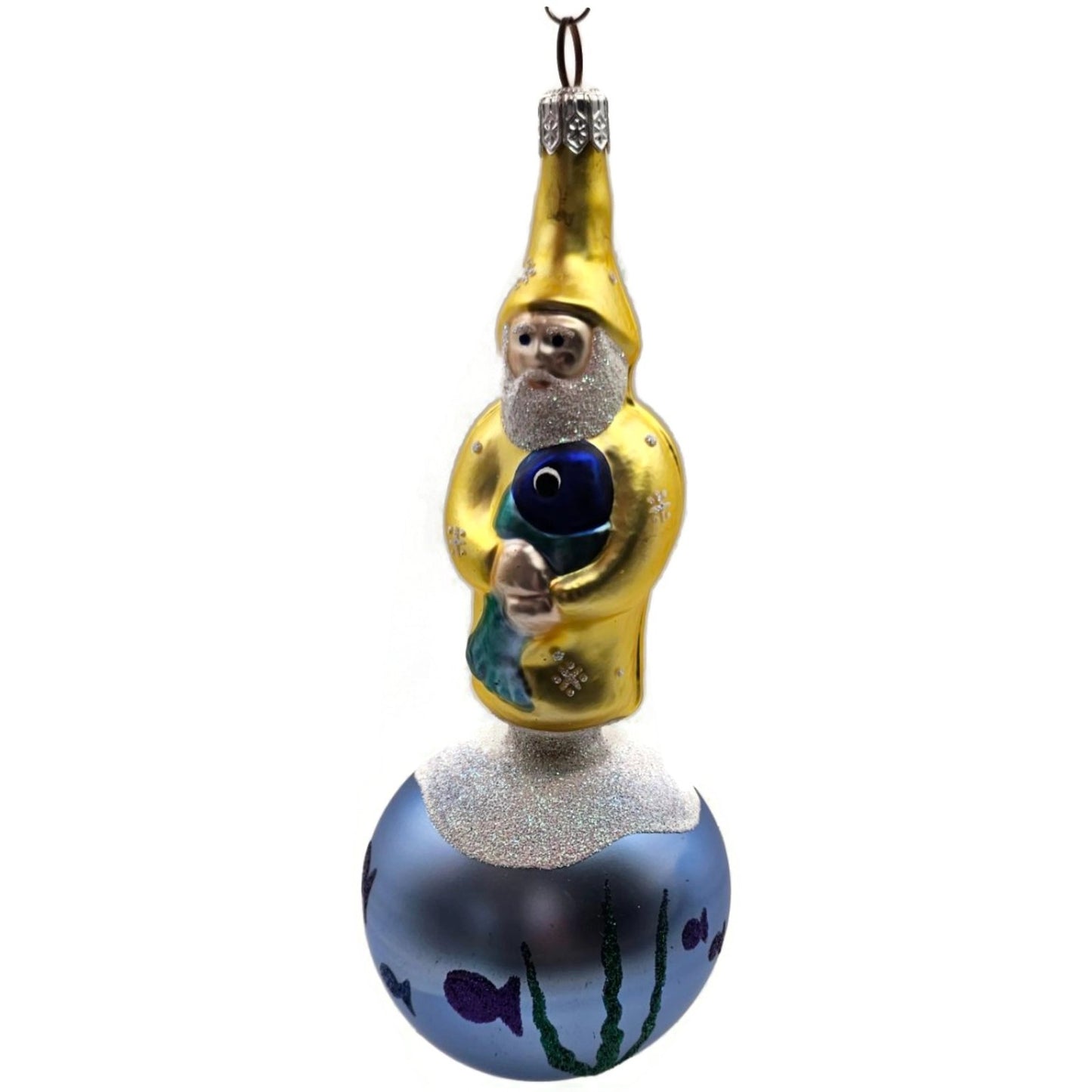 Patricia Breen Marinista Santa Matte Ball Fish Seaweed Nautical Decor Ornament