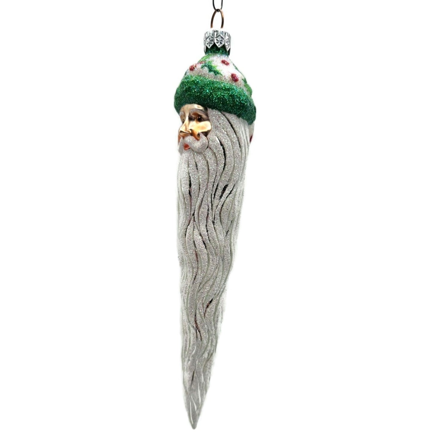 Patricia Breen Santa Icicle Holly Green Pearl Red berry Christmas Tree Ornament