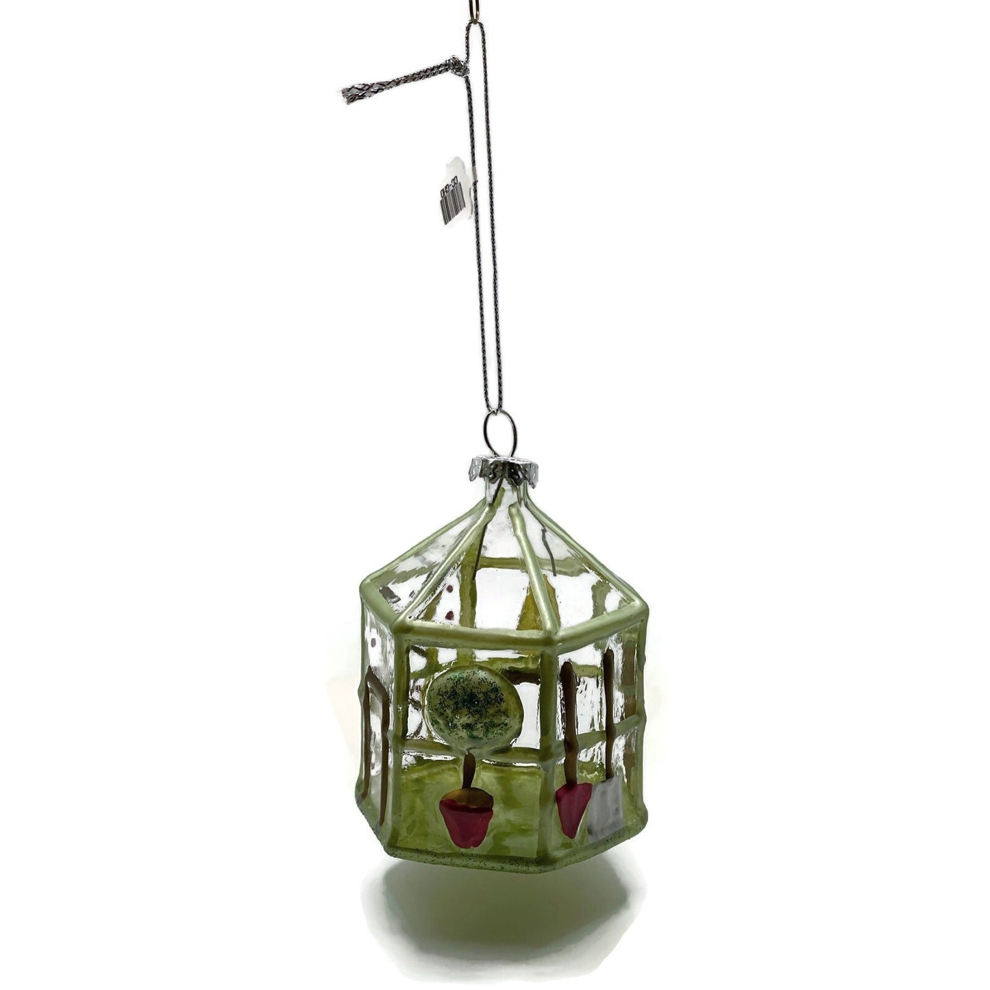 Garden Flowers Greenhouse Ornament Blown Glass Glittered Christmas Tree Decor