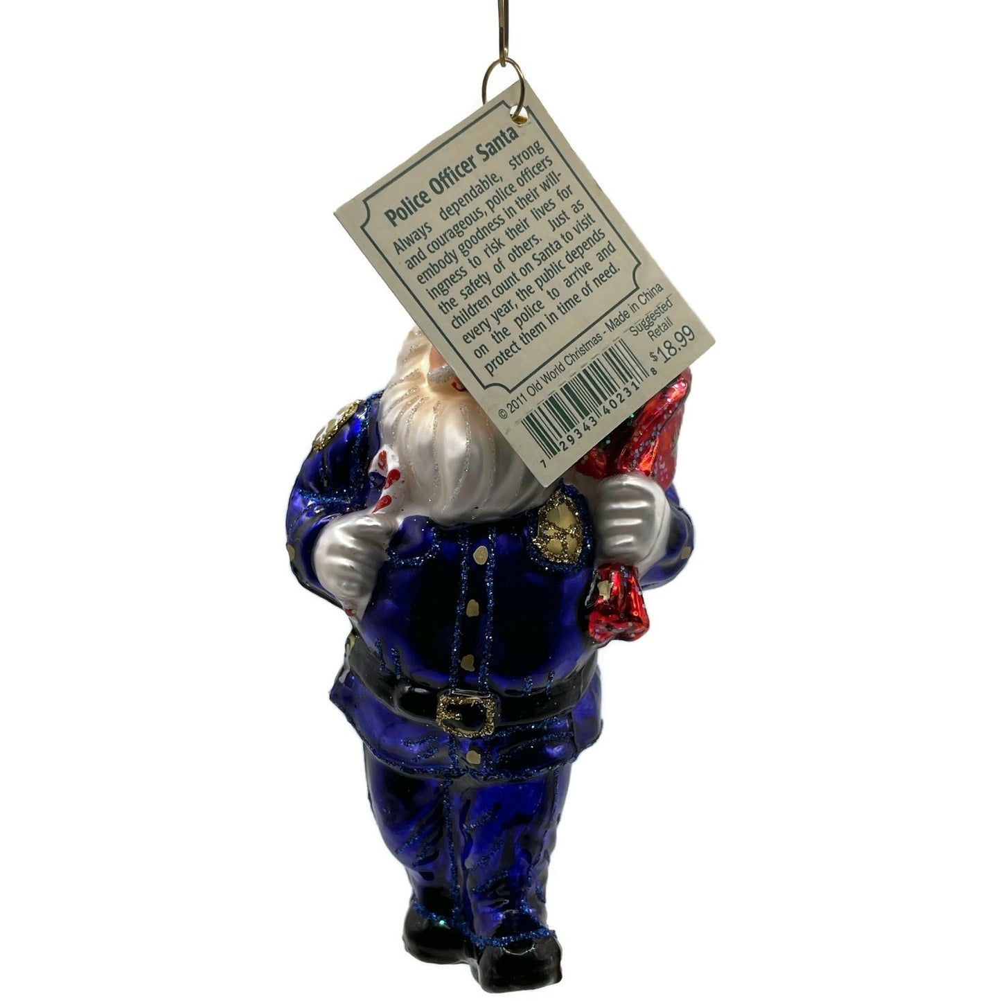 Police Officer Ornament Santa Claus Christmas Tree OWC Old World Christmas Decor