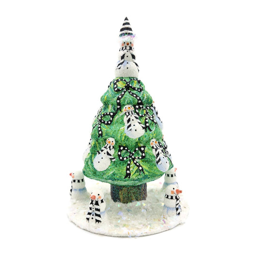 Patricia Breen Snowman Topiary Black White Free Standing Christmas Ornament