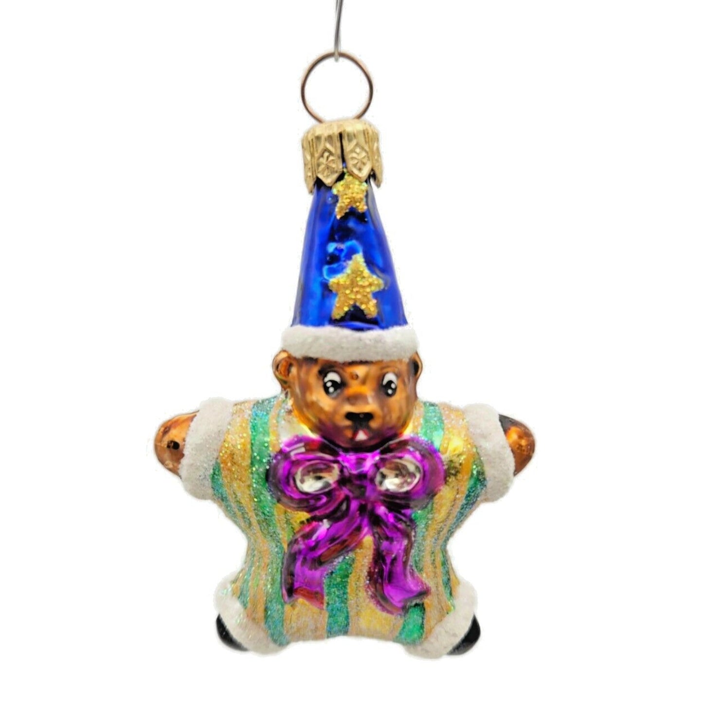 Christopher Radko Star Bear Gem Striped Glass Christmas Tree Ornament 99-951-0
