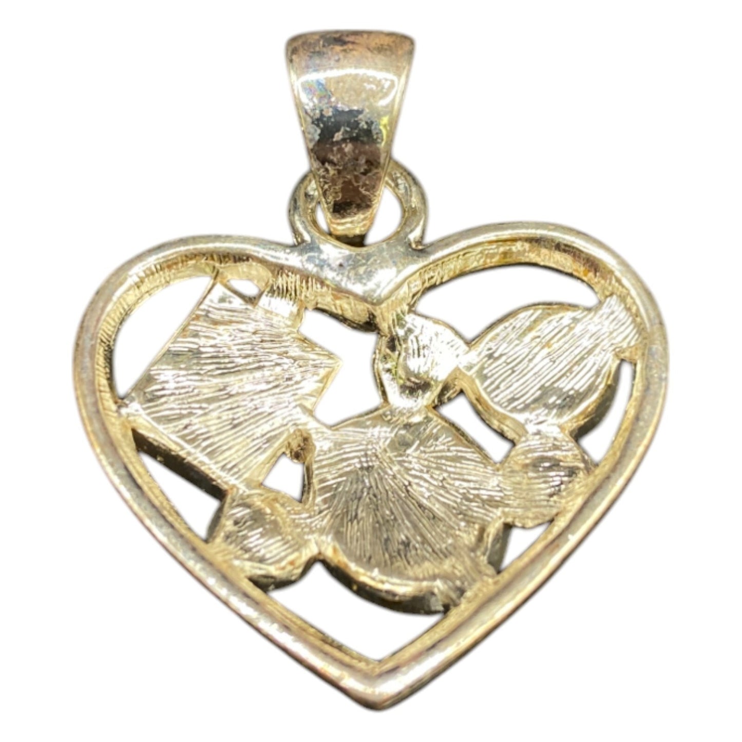 Heart Shaped Pendant Lapis Lazuli Blue Mixed Gemstones Silver Tone Metal