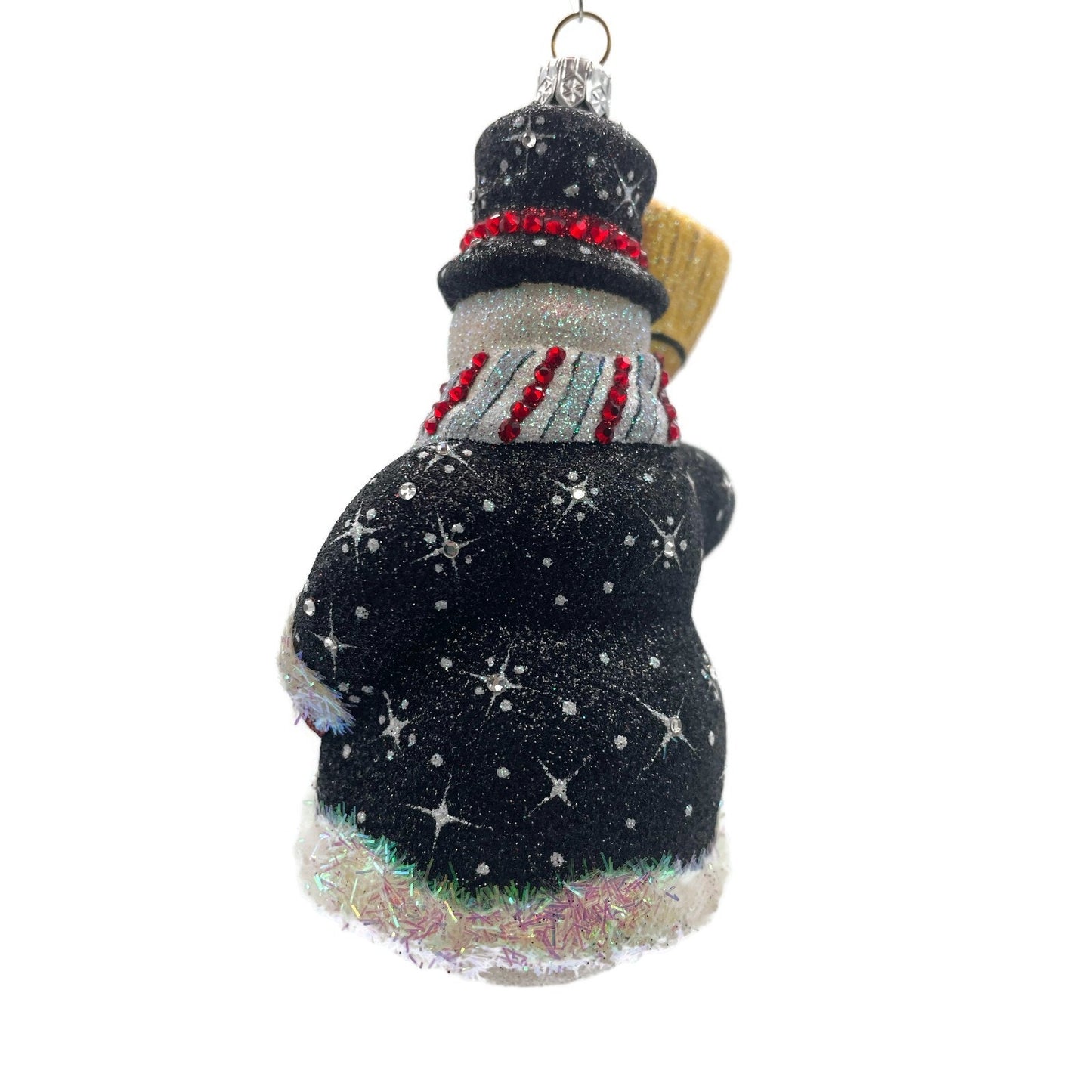 Patricia Breen Classical Snowman Black Striped Snowflakes Christmas Ornament