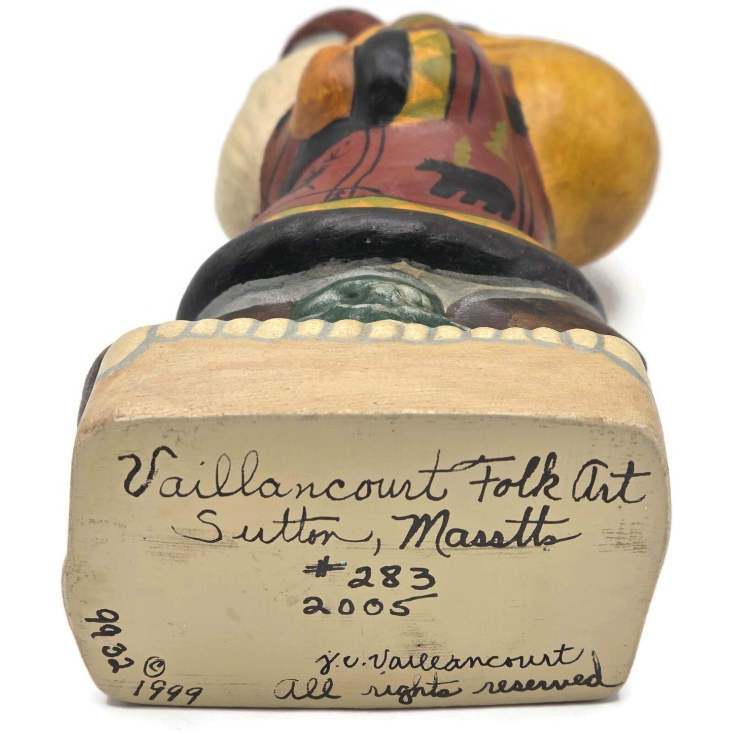 Vaillancourt Father Christmas with Wildlife Coat Chalkware Christmas Figurine