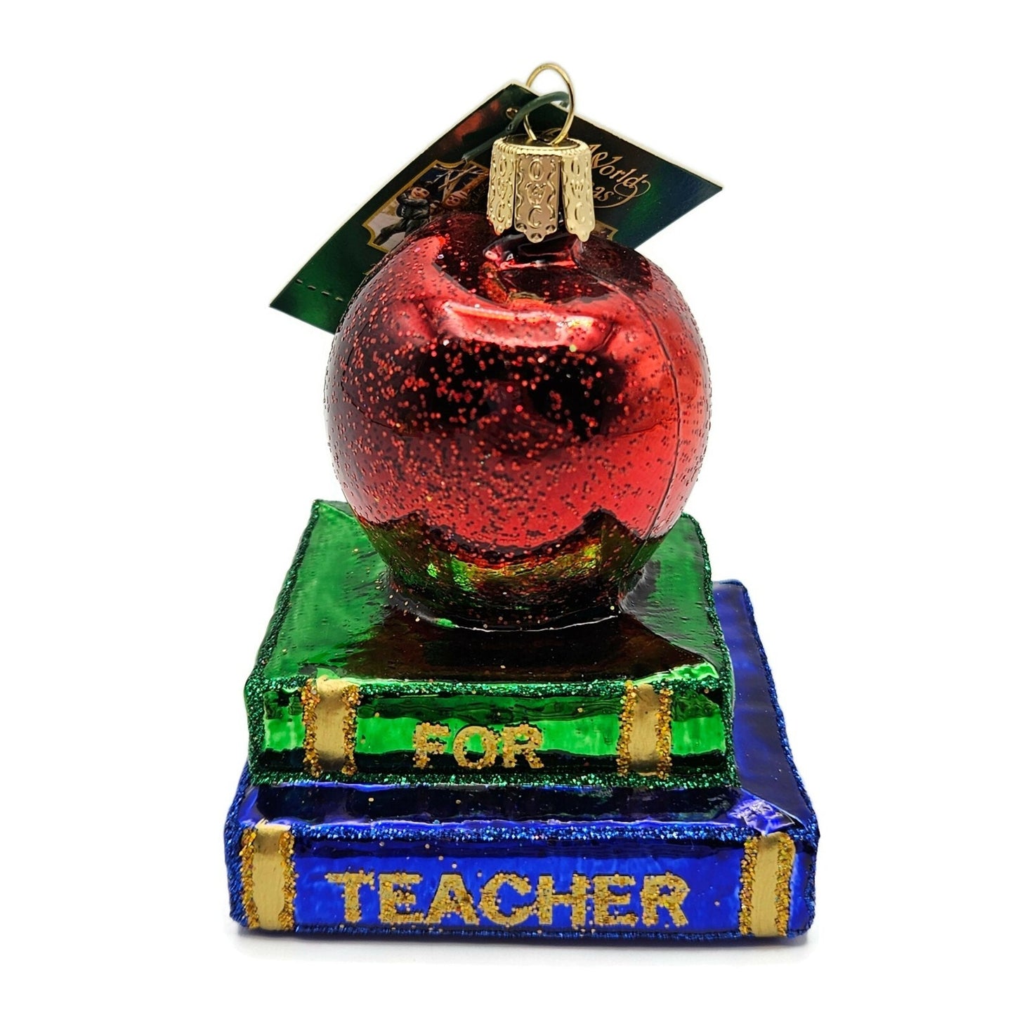 Old World Christmas Teachers Apple Books Christmas Tree Ornament OWC 36128