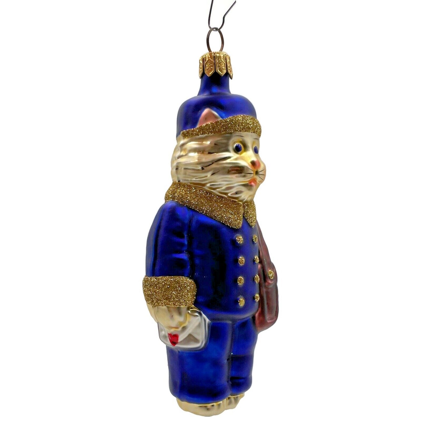 Patricia Breen Le Postal Cat Blue Kitty Valentines Heart Christmas Tree Ornament