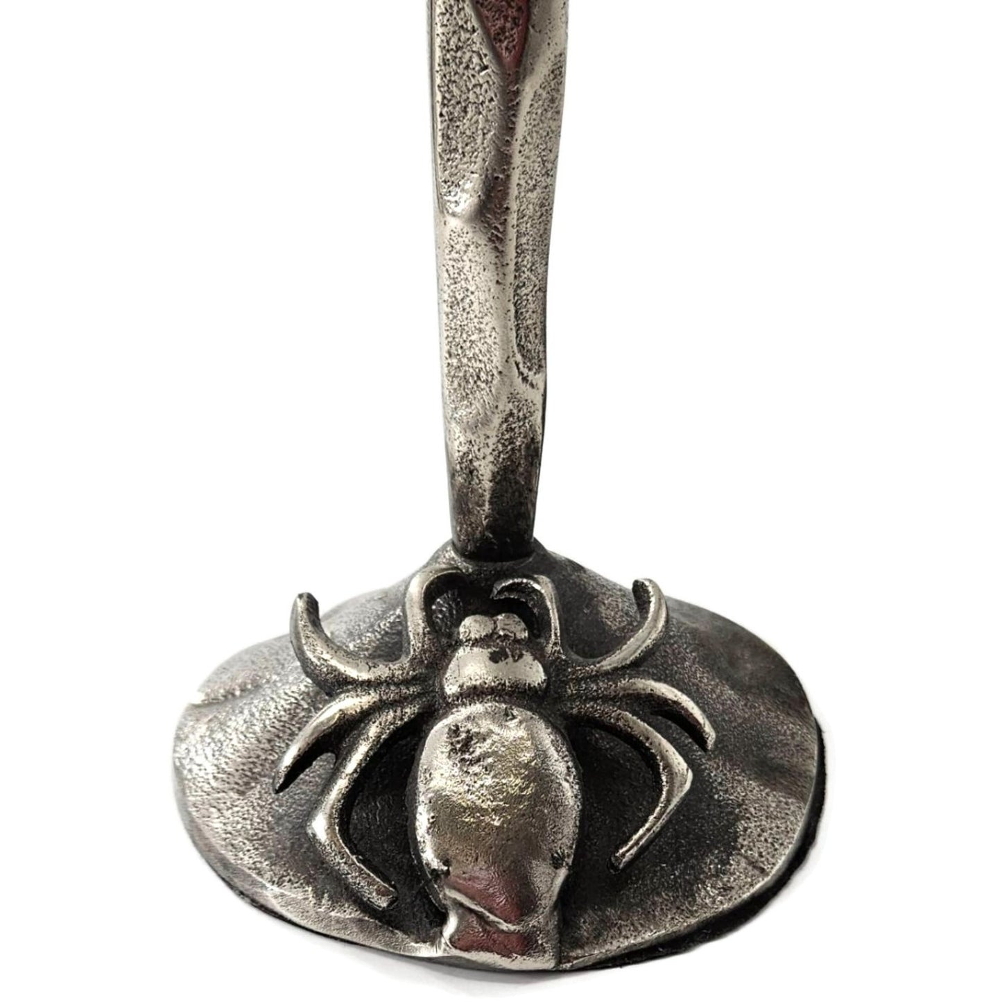 Gothic Halloween Spider Candle Holder Pair Black Metal Spooky Taper Candle Decor