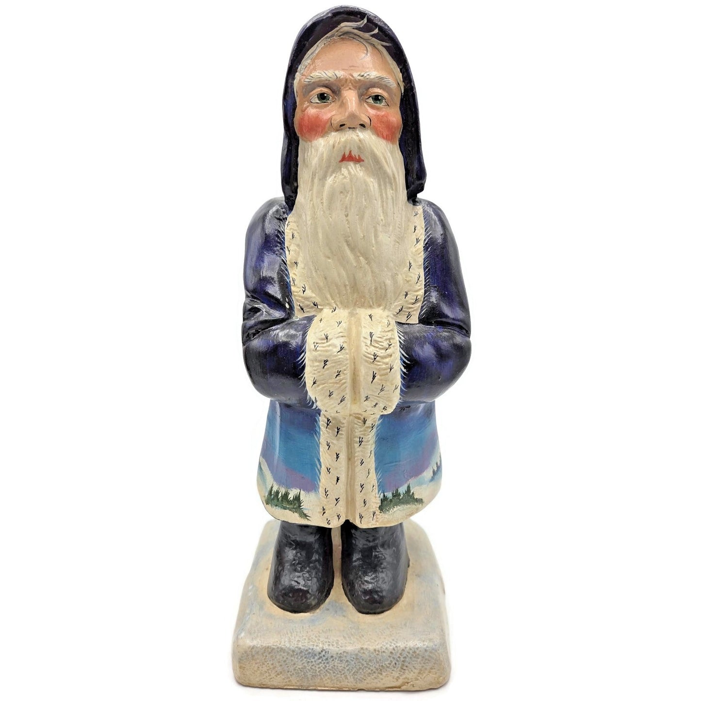 Vaillancourt Blue Father Christmas Banquet Ice Cream Mould Chalkware Figurine