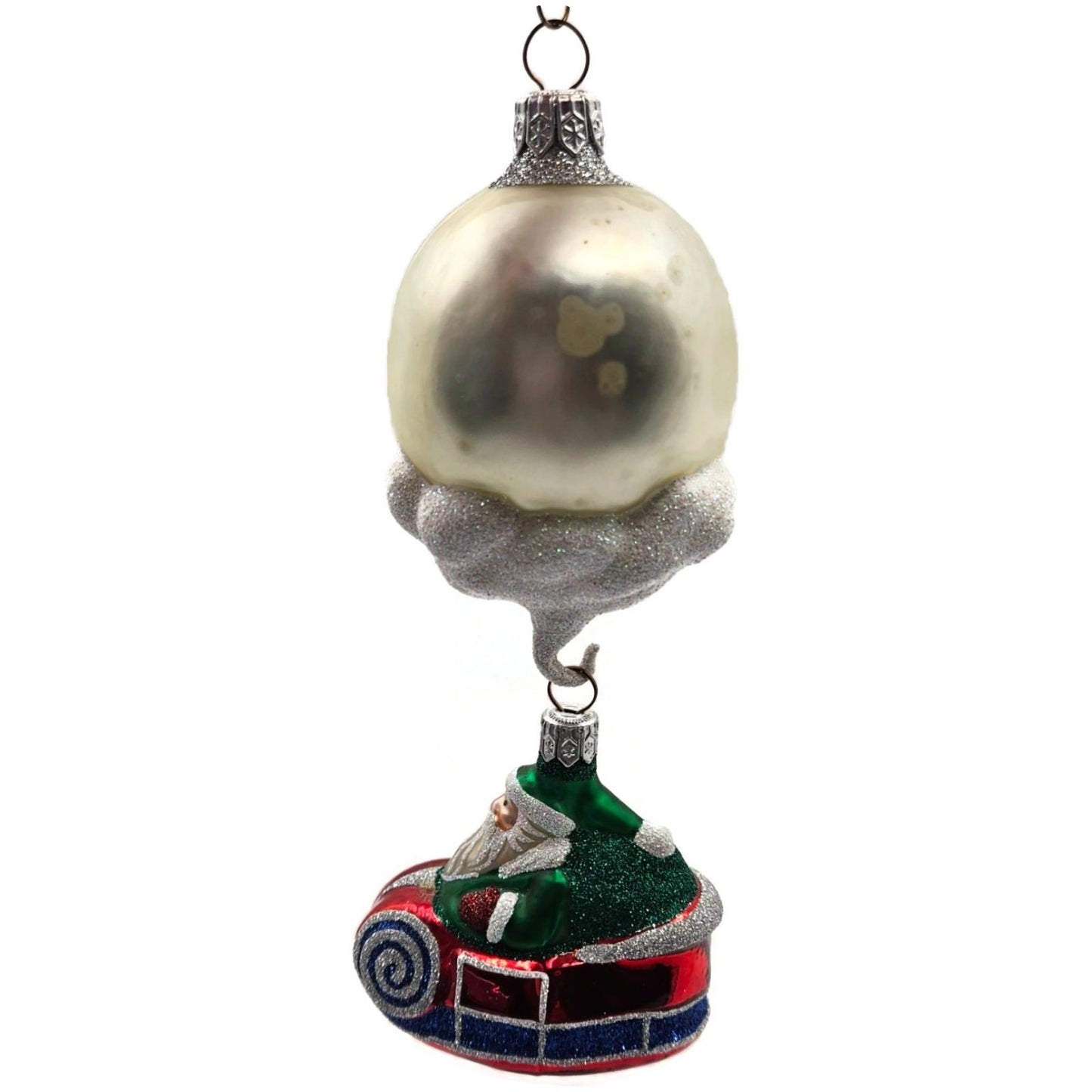 Patricia Breen Ornament Night Flight Santa Red Sleigh Pearl Moon Christmas Decor