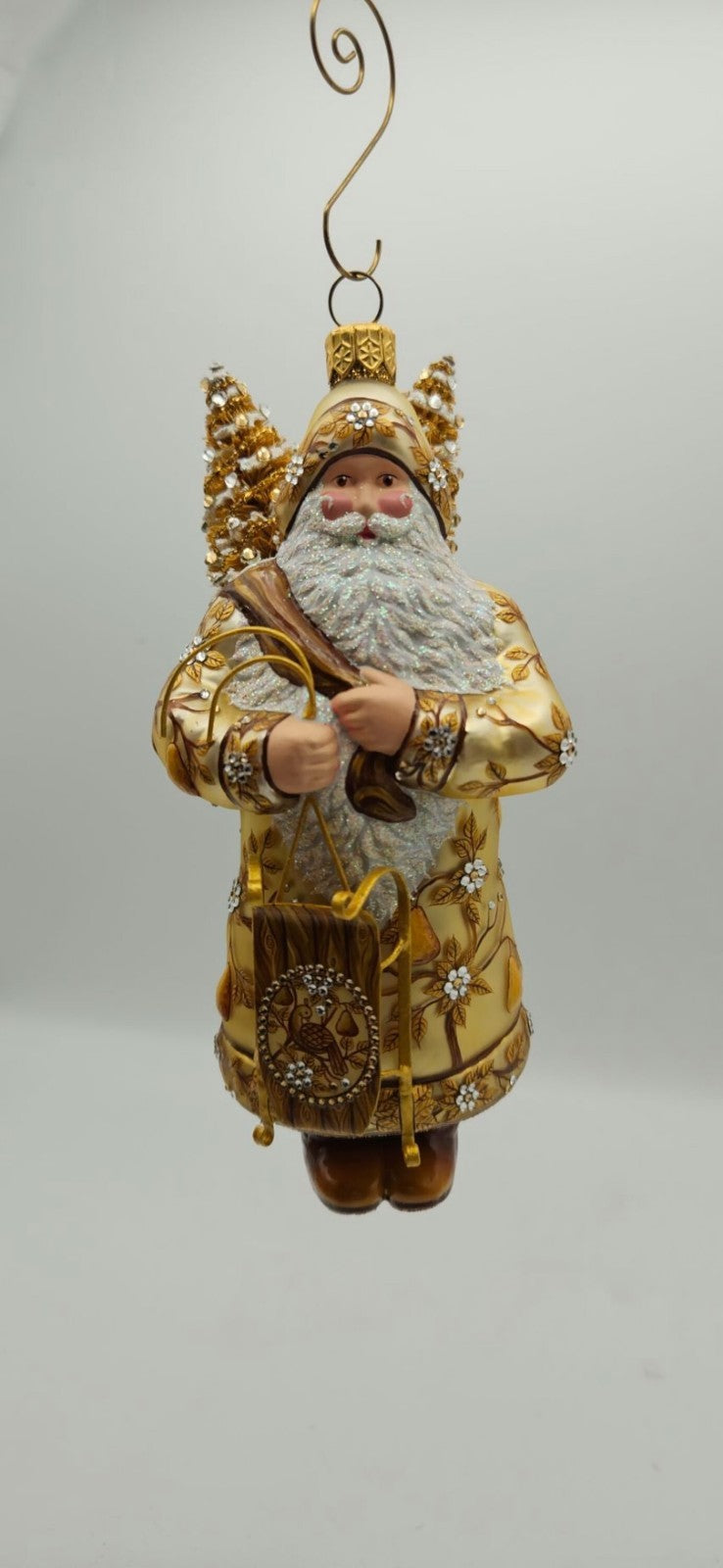 Patricia Breen Oakley Claus Cream Gold Holly Santa Christmas Ornament 343210