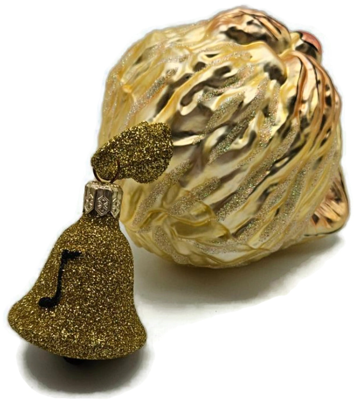 Patricia Breen Here Kitty Kitty Gold Glitter Bell 2 Part Christmas Ornament 97209