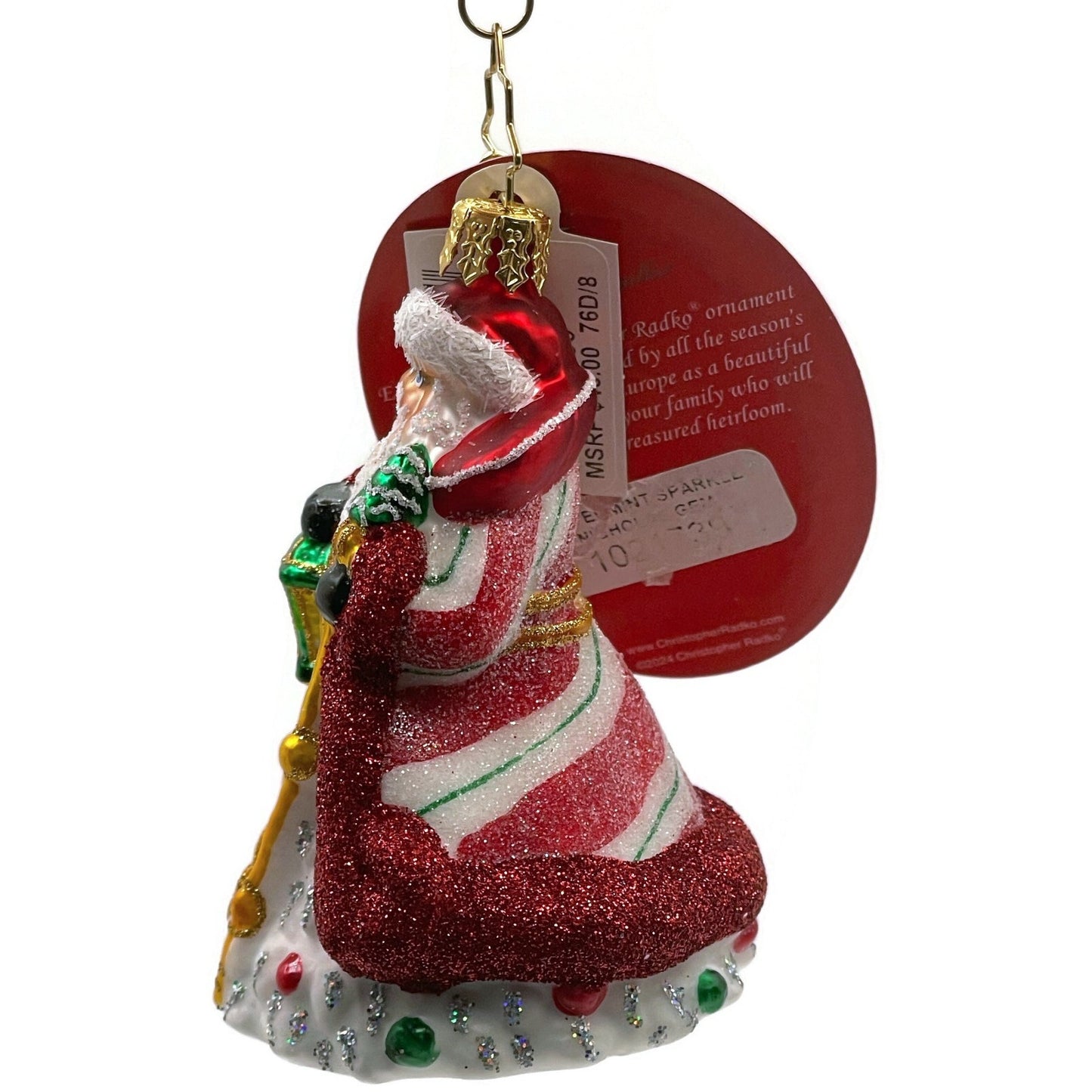 Christopher Radko Peppermint Sparkle Nicholas Gem Santa Claus Christmas Ornament